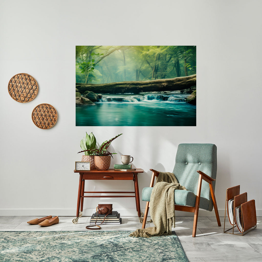 DREAMY WATERFALL GLIMMER Peel and Stick Horizontal Poster