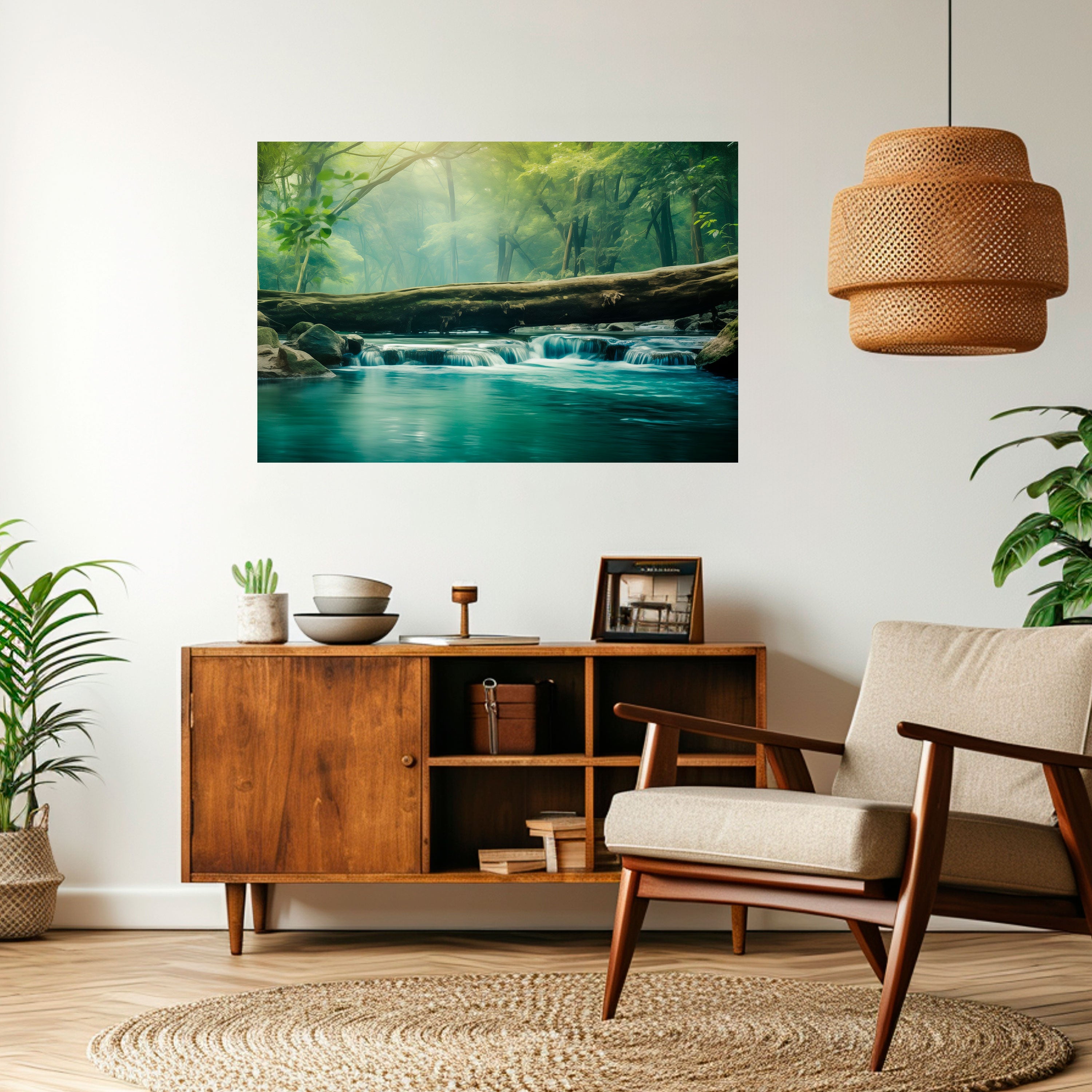 DREAMY WATERFALL GLIMMER Peel and Stick Horizontal Poster