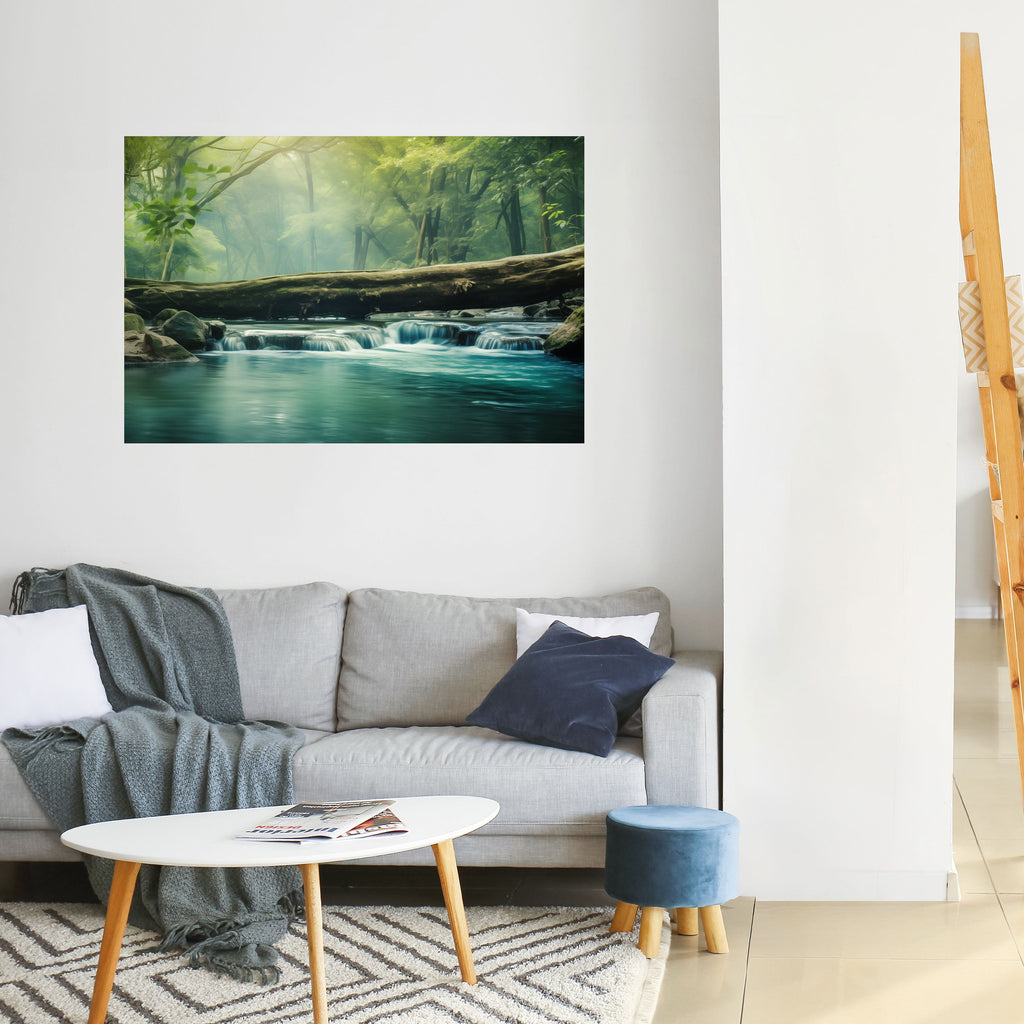 DREAMY WATERFALL GLIMMER Peel and Stick Horizontal Poster