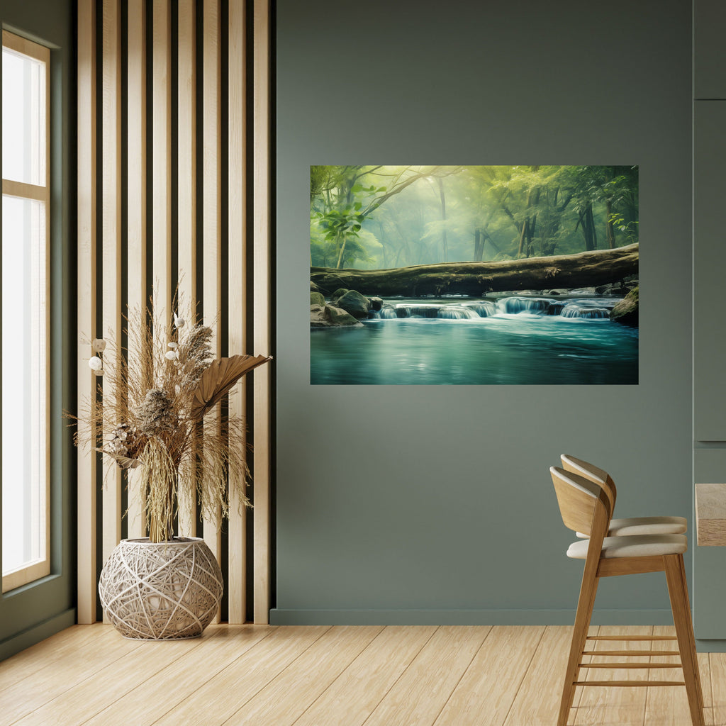 DREAMY WATERFALL GLIMMER Peel and Stick Horizontal Poster