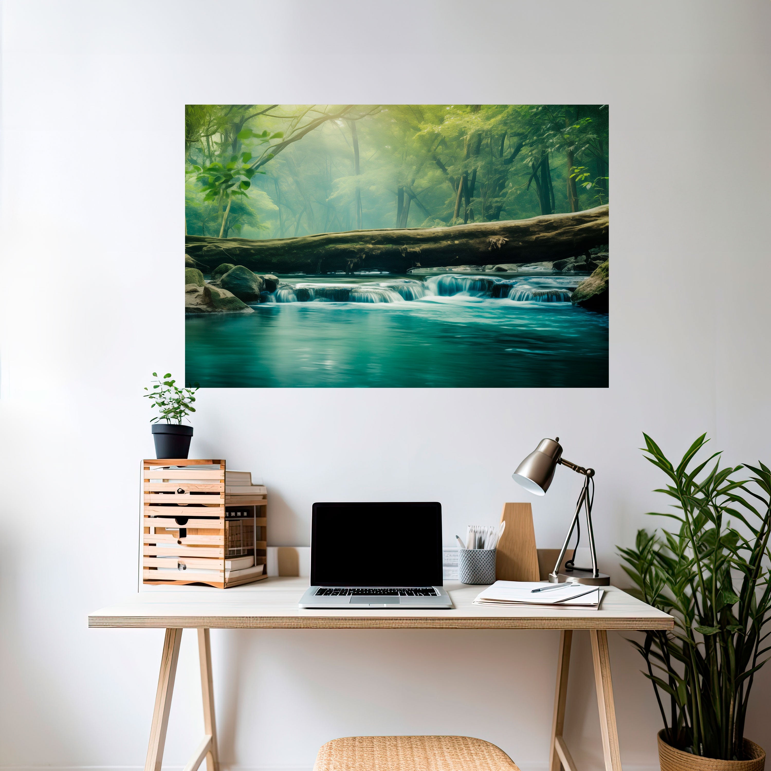 DREAMY WATERFALL GLIMMER Peel and Stick Horizontal Poster