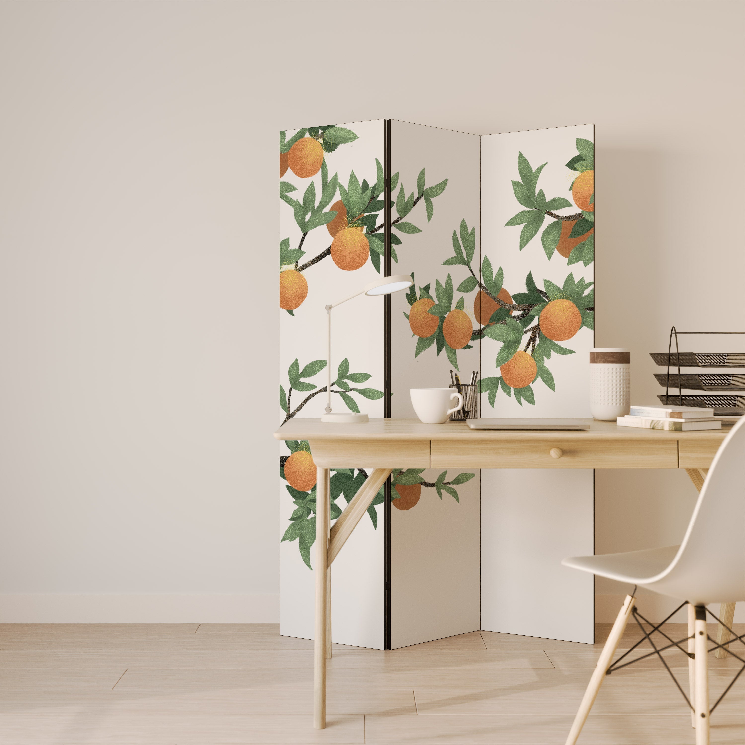 GORGEOUS ORANGE Biombo Decorativo de 3 Painéis