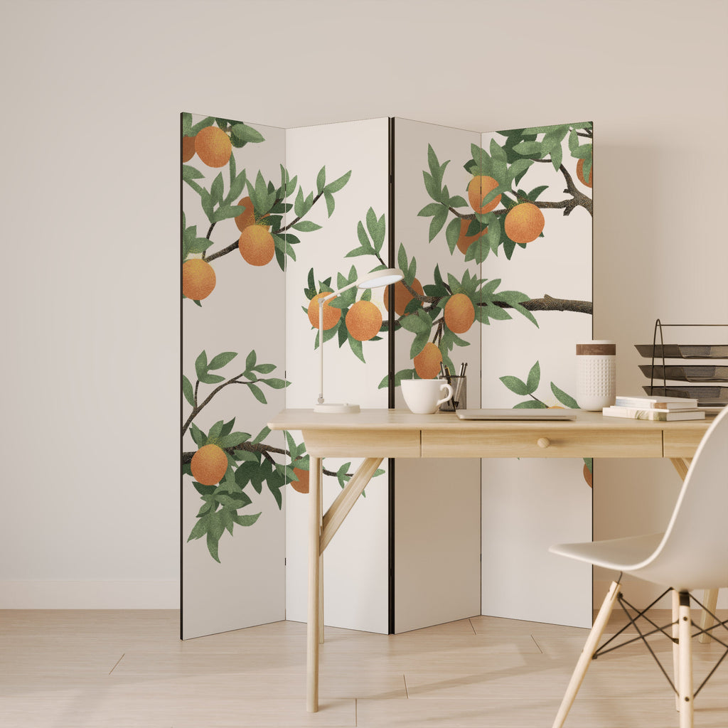 GORGEOUS ORANGE Biombo Decorativo de 4 Painéis