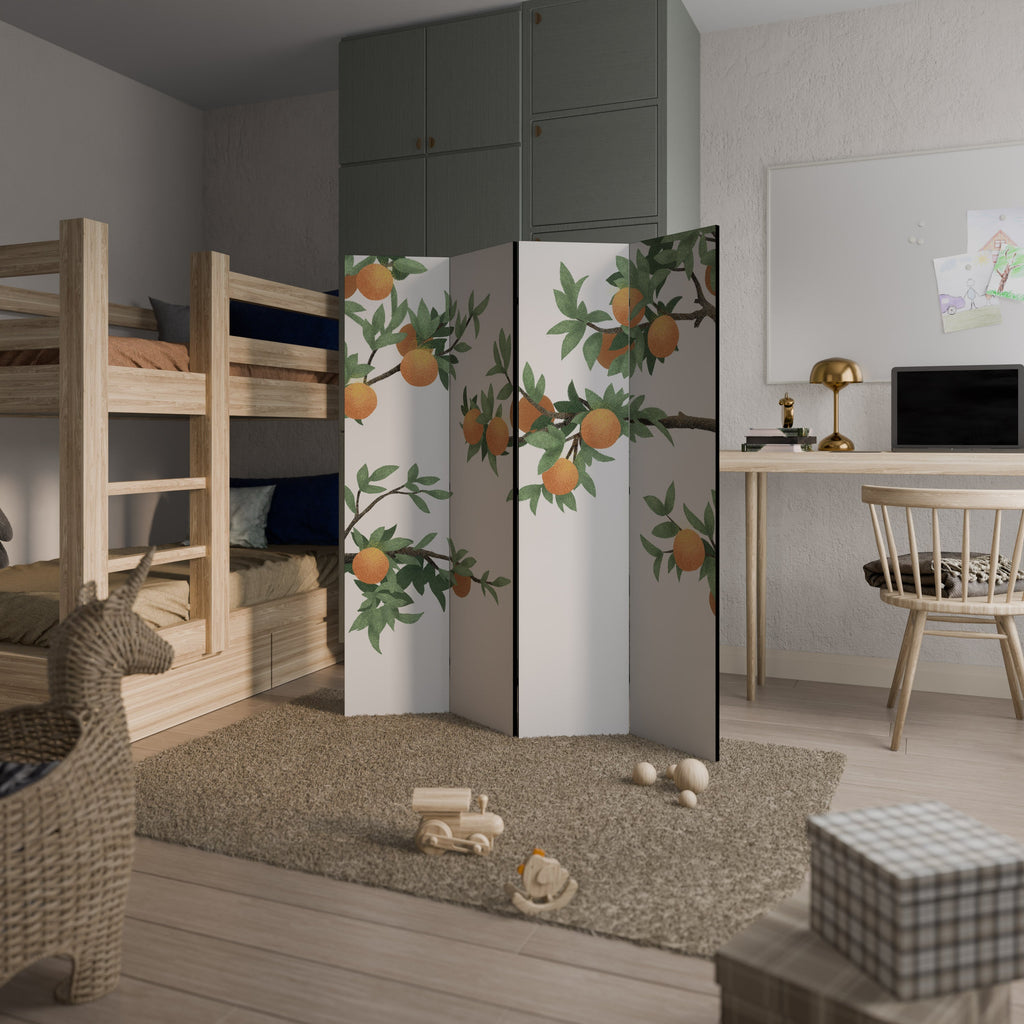 GORGEOUS ORANGE Biombo Decorativo de 4 Painéis