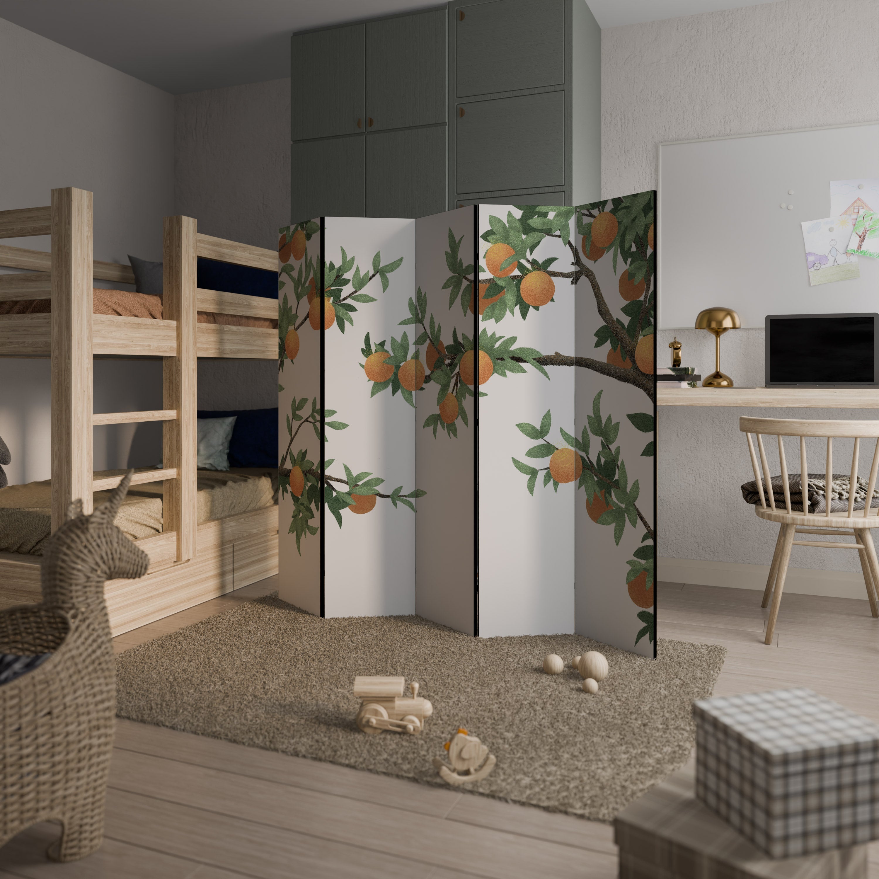 GORGEOUS ORANGE Biombo Decorativo de 5 Painéis