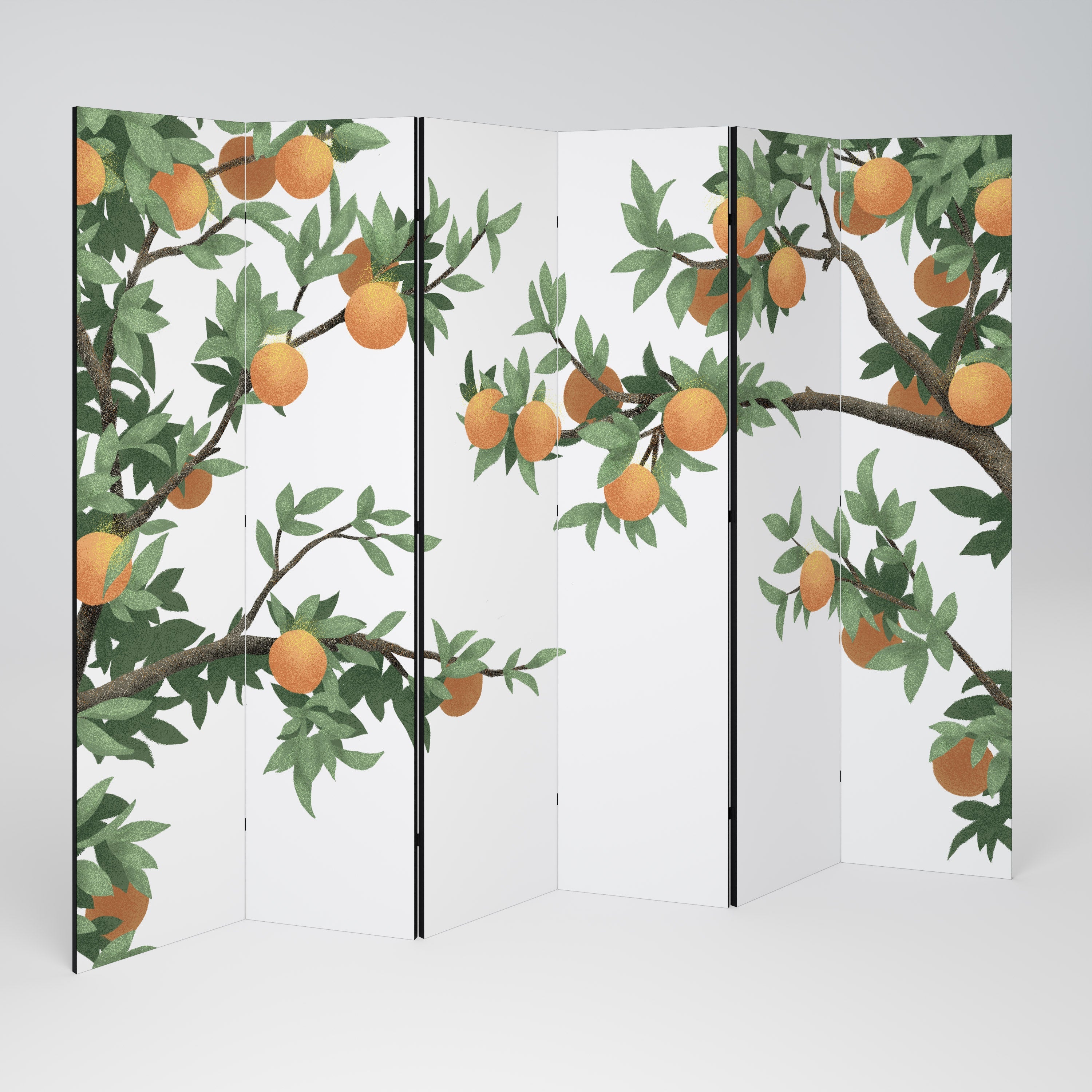 GORGEOUS ORANGE Decorative 6-Panel Room Divider