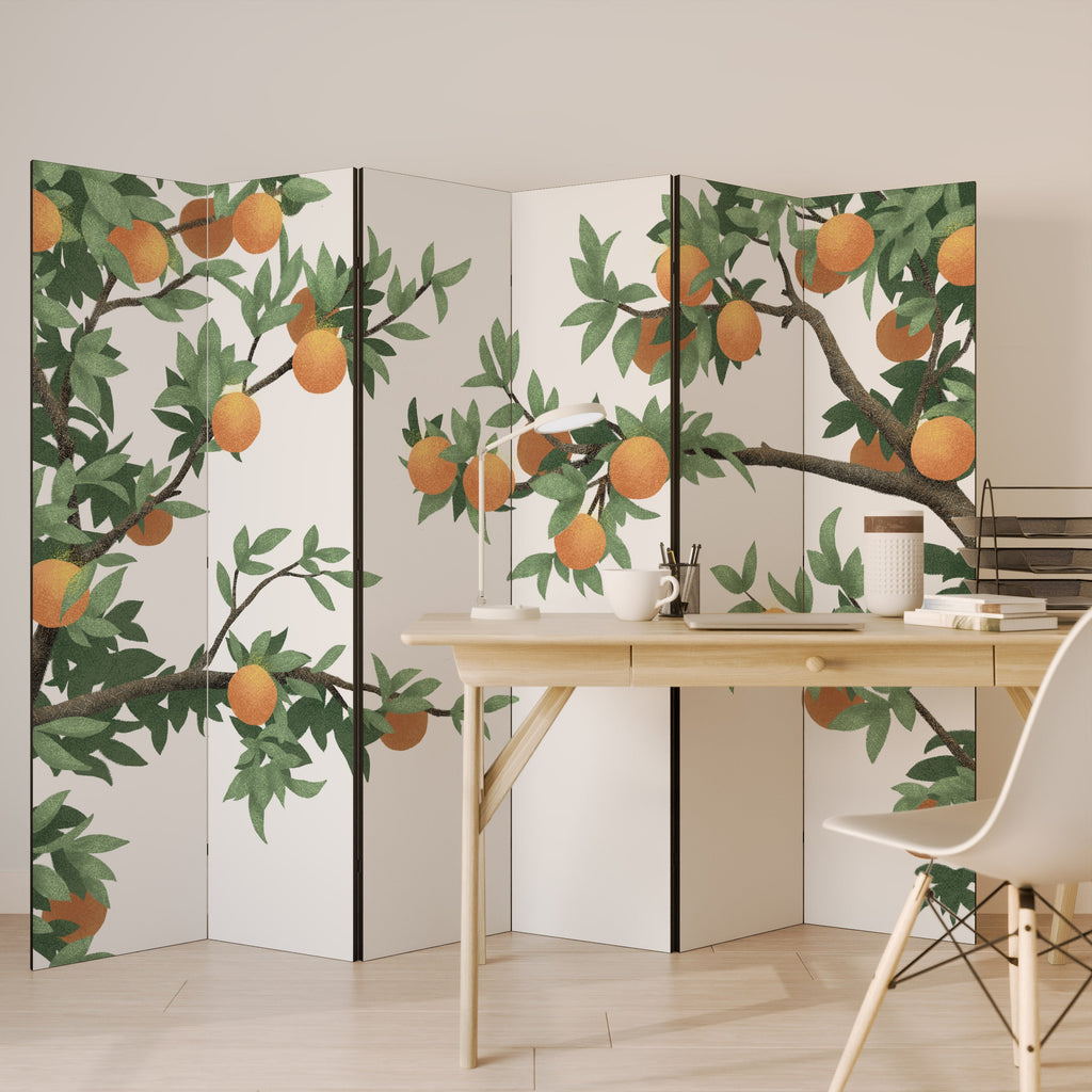 GORGEOUS ORANGE Decorative 6-Panel Room Divider