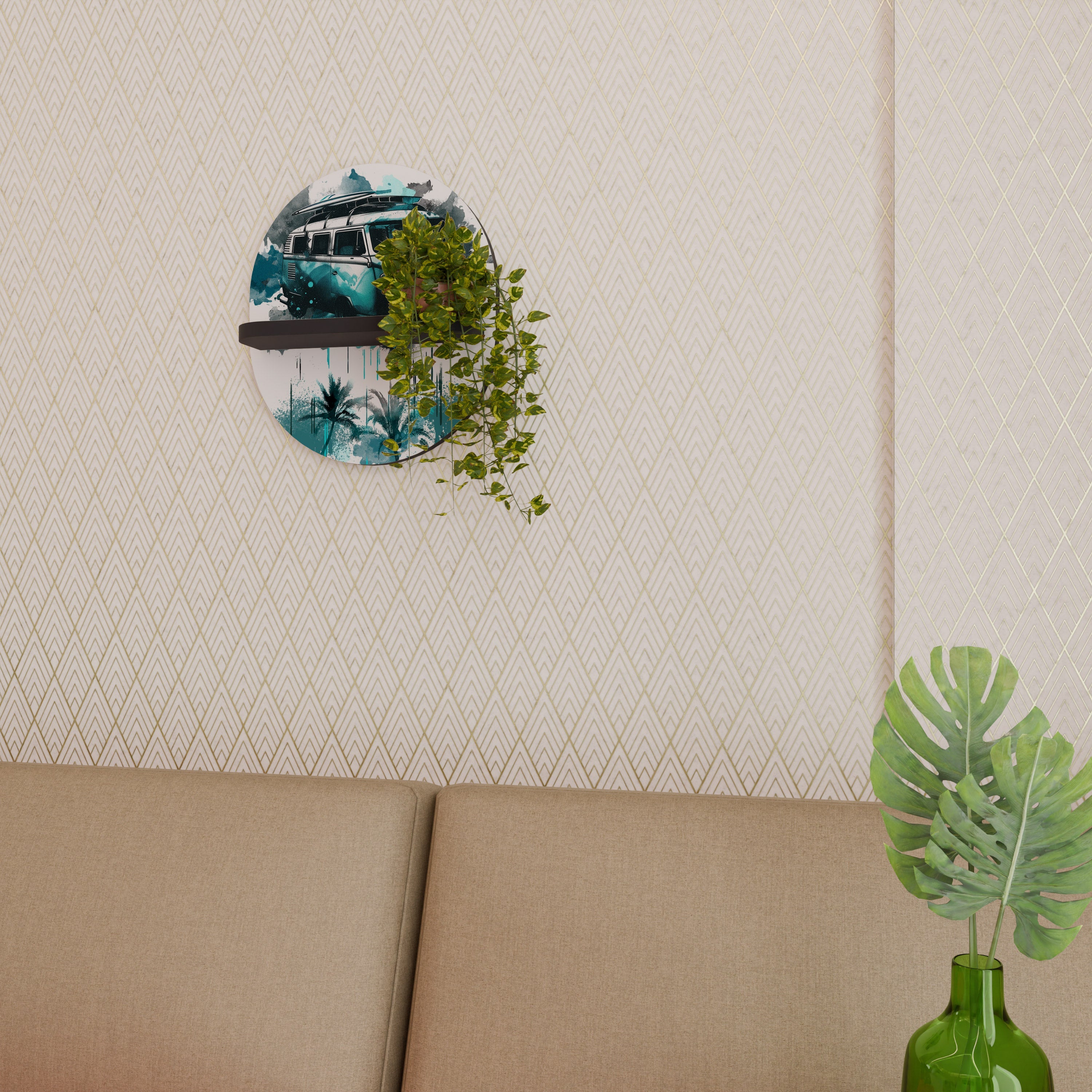 CARAVELLE LEGEND Prateleira Oval Decorativa em Acabamento Preto