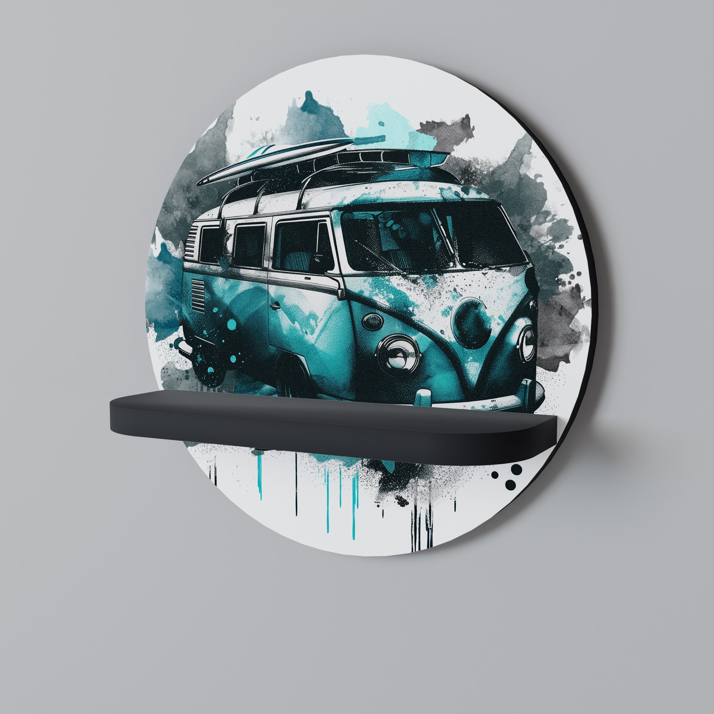 CARAVELLE LEGEND Prateleira Redonda Decorativa em Acabamento Preto