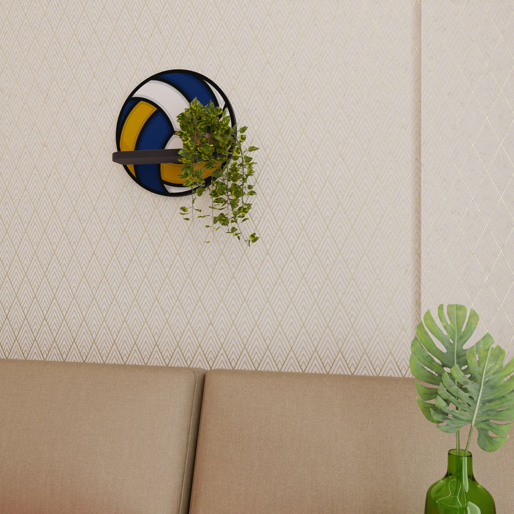 VOLLEYBALL HEED Prateleira Redonda Decorativa em Acabamento Preto