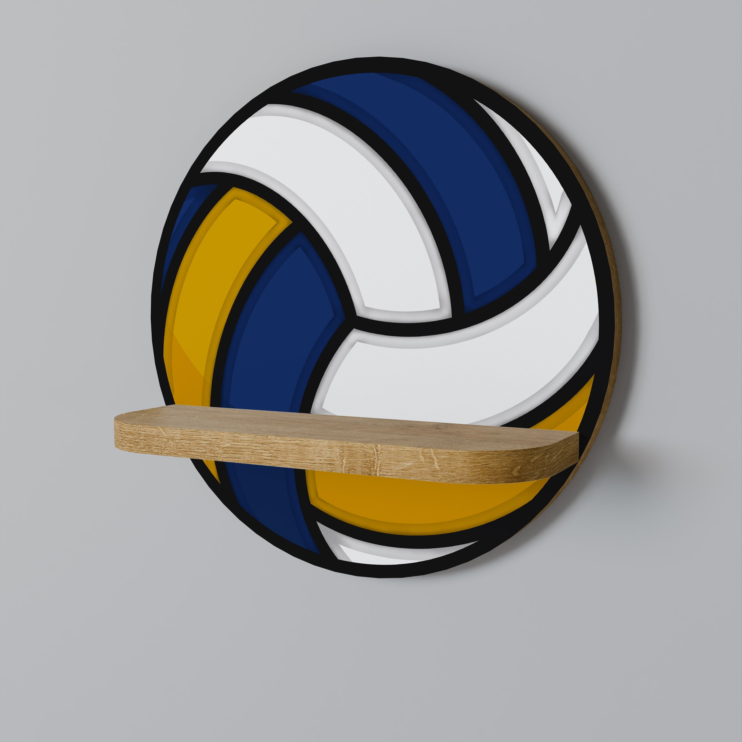 VOLLEYBALL HEED Prateleira Redonda Decorativa em Efeito Carvalho