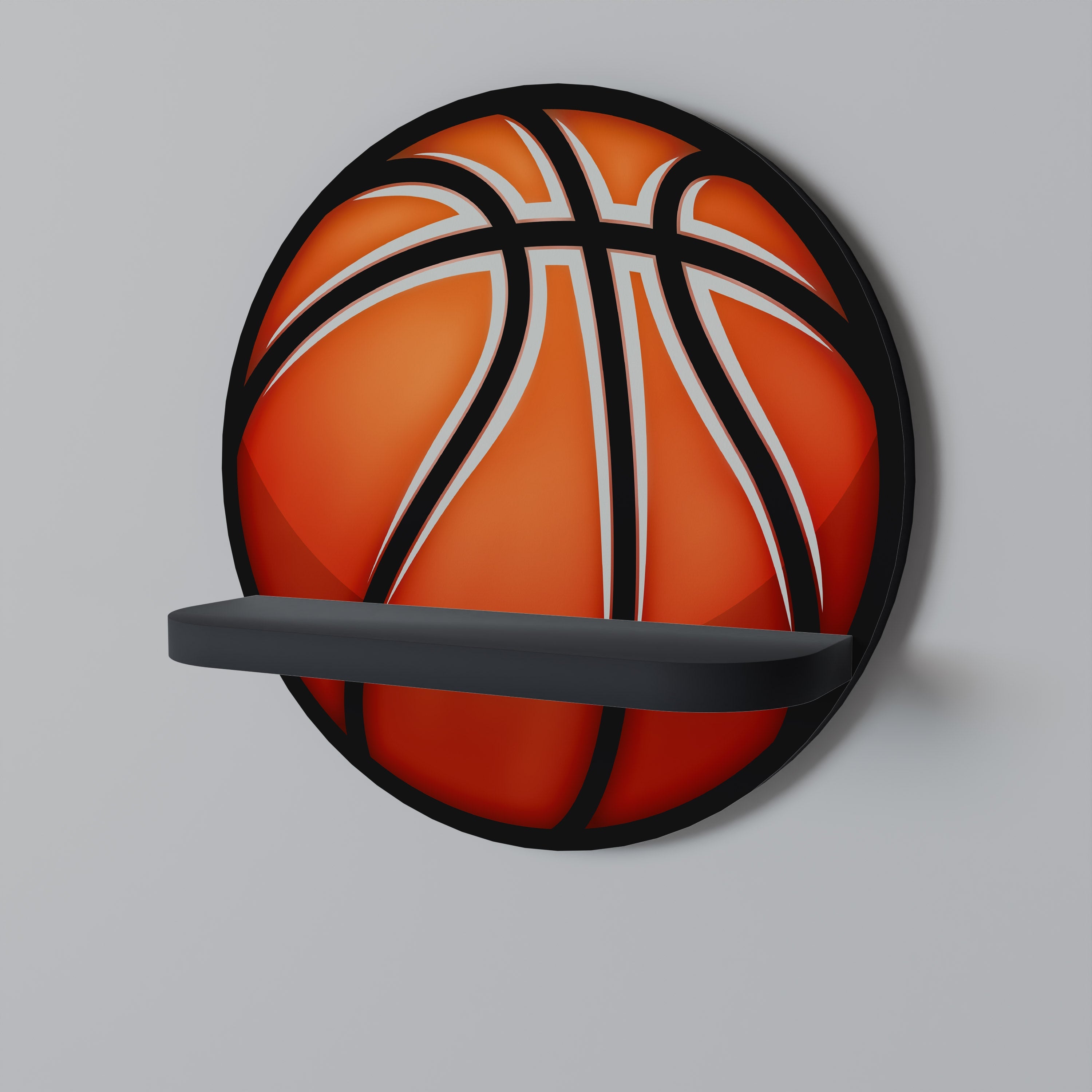 BASKETBALL LUST Prateleira Redonda Decorativa em Acabamento Preto