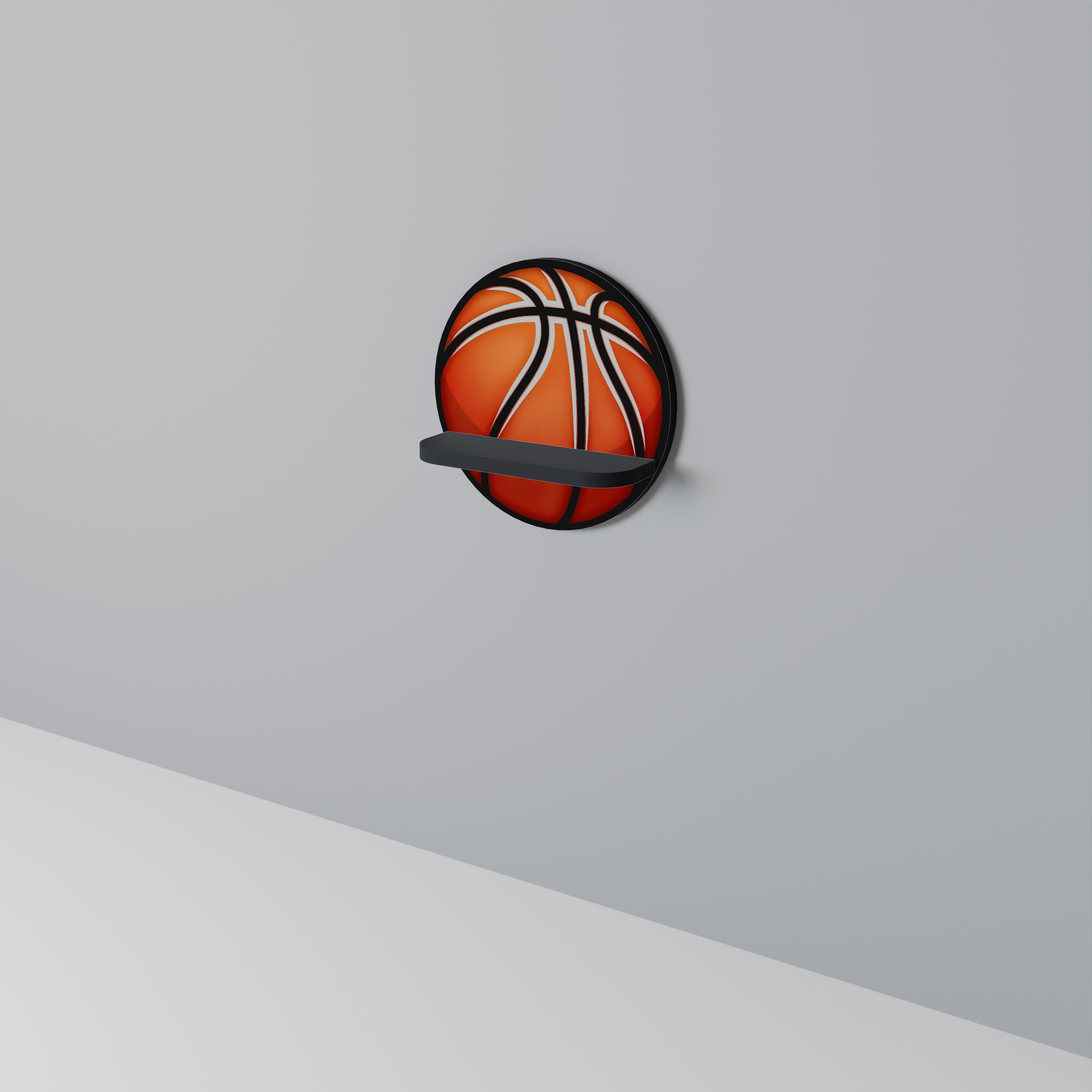BASKETBALL LUST Prateleira Redonda Decorativa em Acabamento Preto