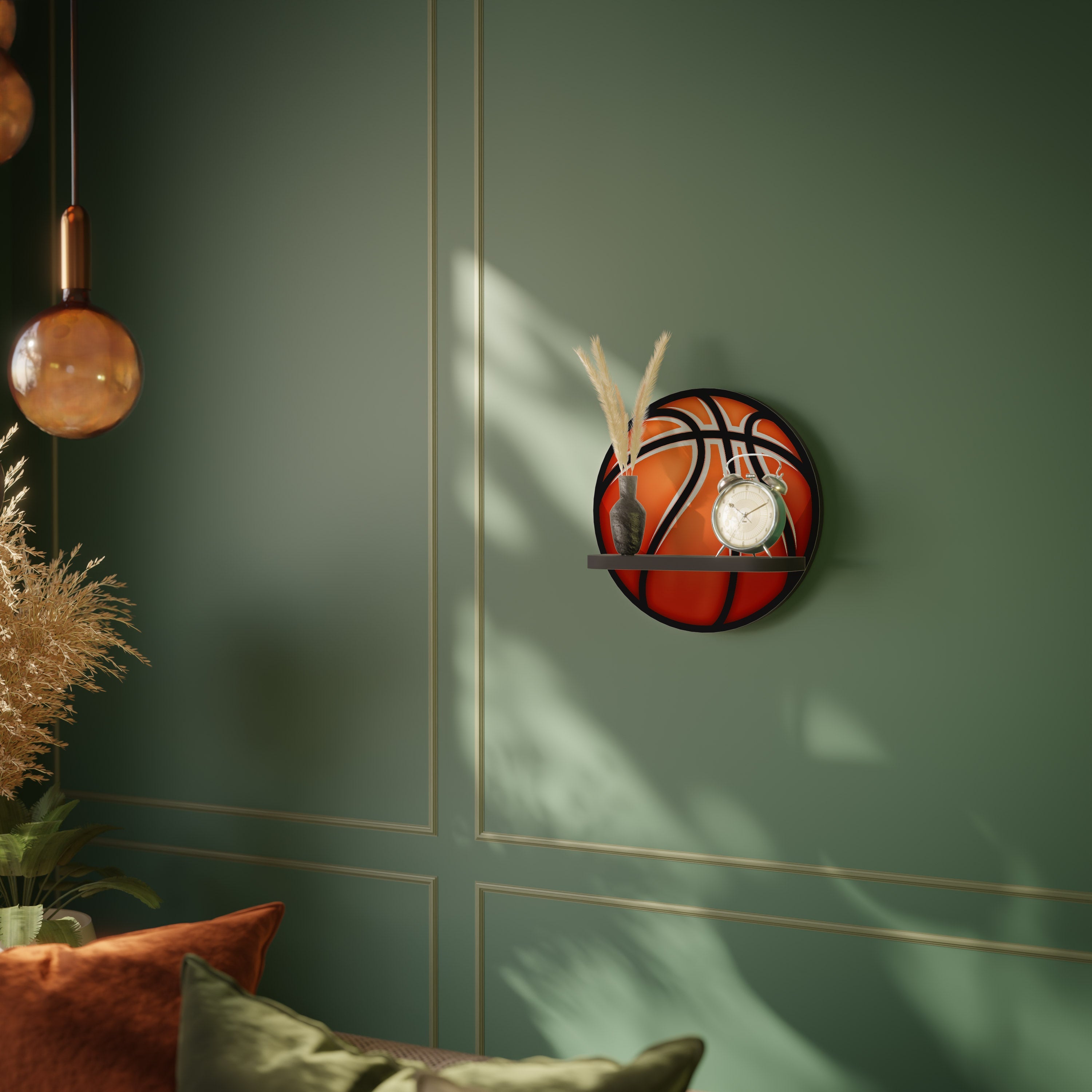 BASKETBALL LUST Prateleira Redonda Decorativa em Acabamento Preto