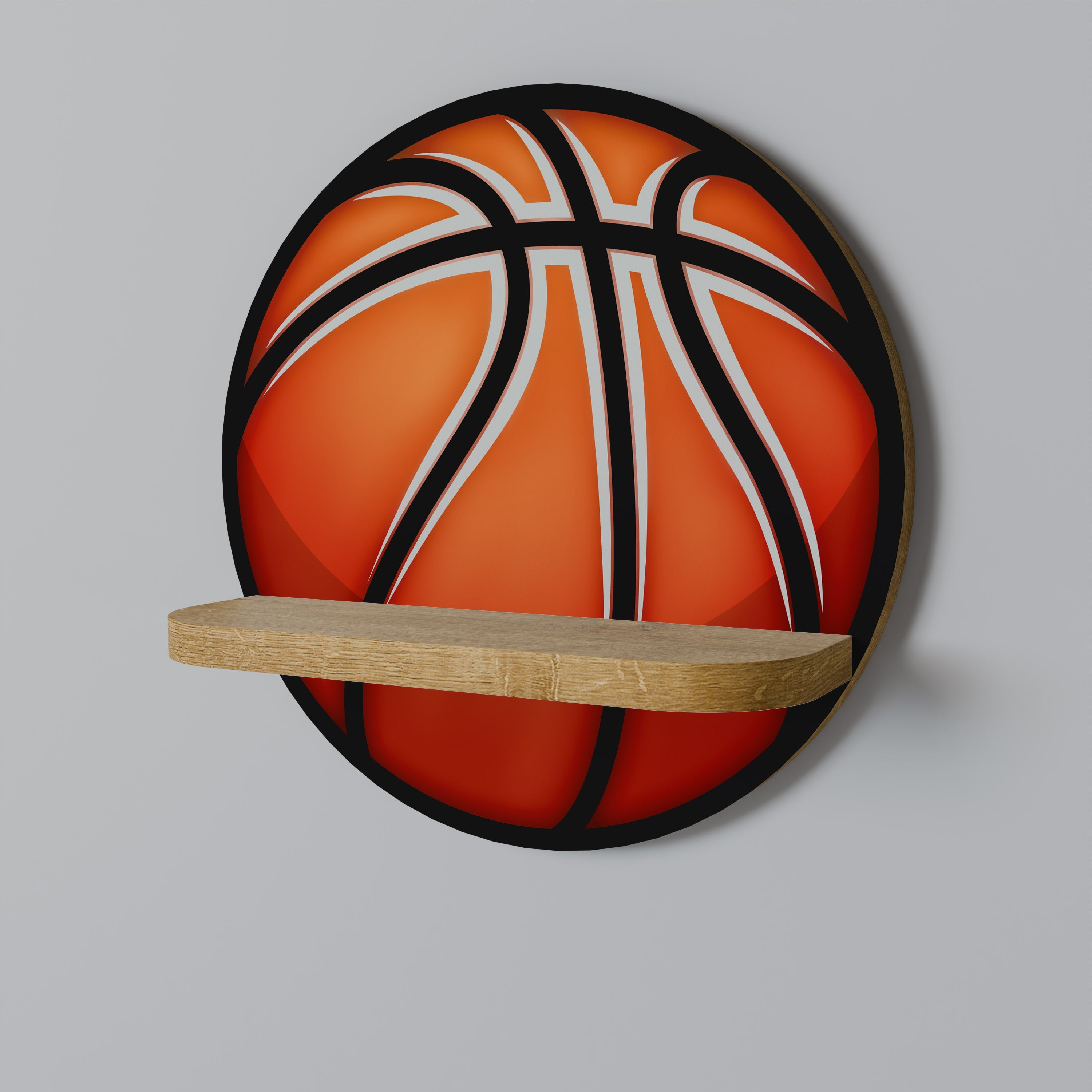 BASKETBALL LUST Prateleira Redonda Decorativa em Efeito Carvalho