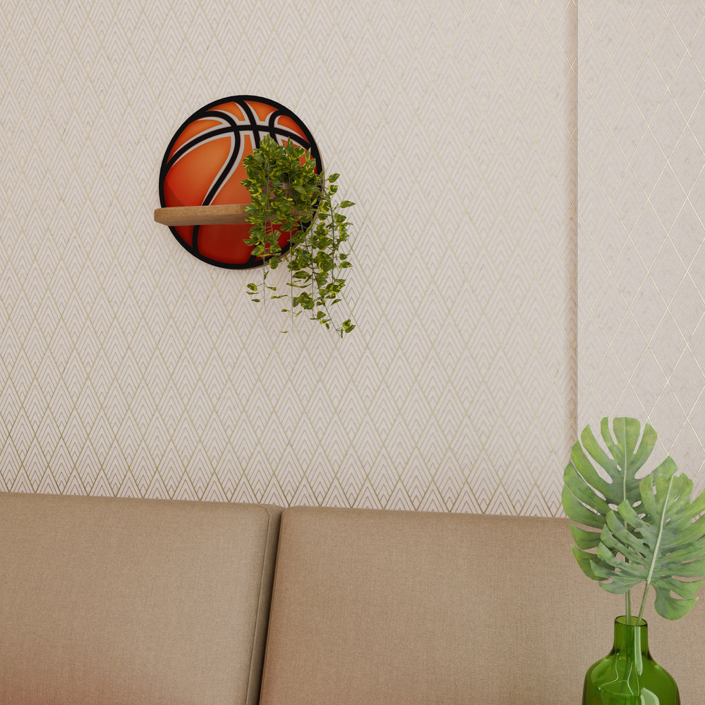 BASKETBALL LUST Prateleira Redonda Decorativa em Efeito Carvalho