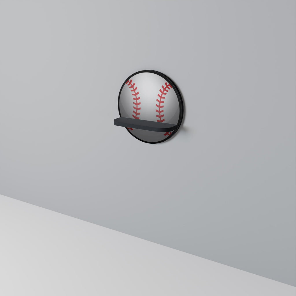 BASEBALL AlLURE Prateleira Redonda Decorativa em Acabamento Preto
