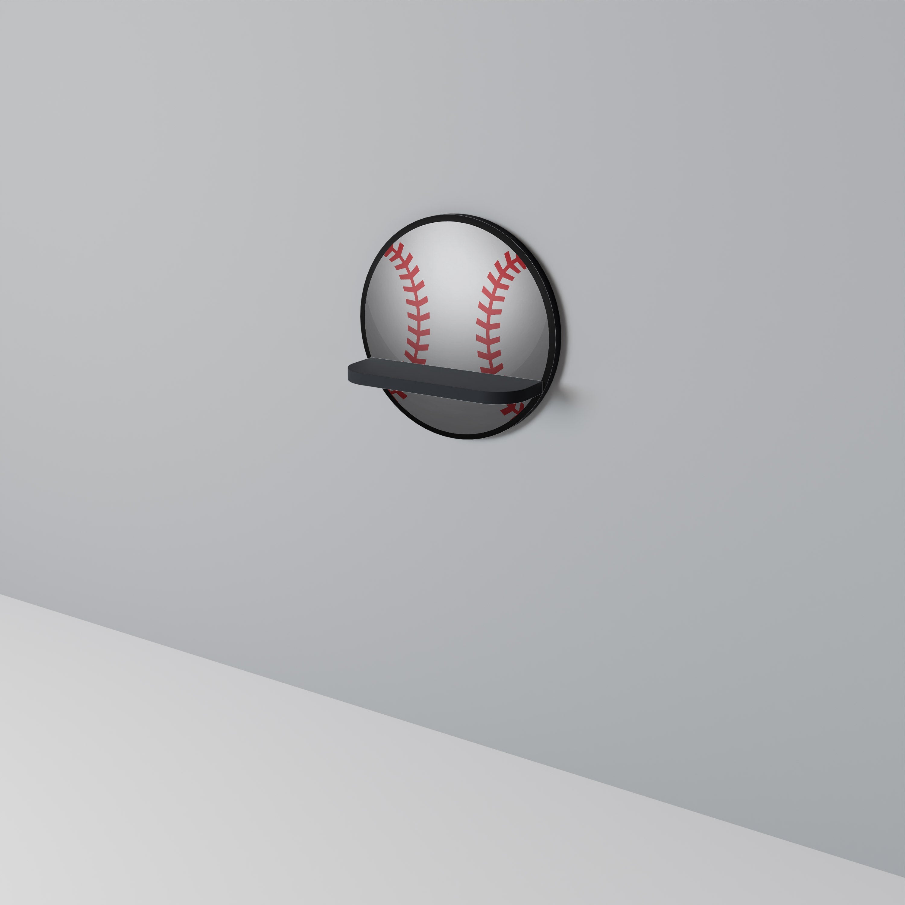 BASEBALL AlLURE Prateleira Redonda Decorativa em Acabamento Preto