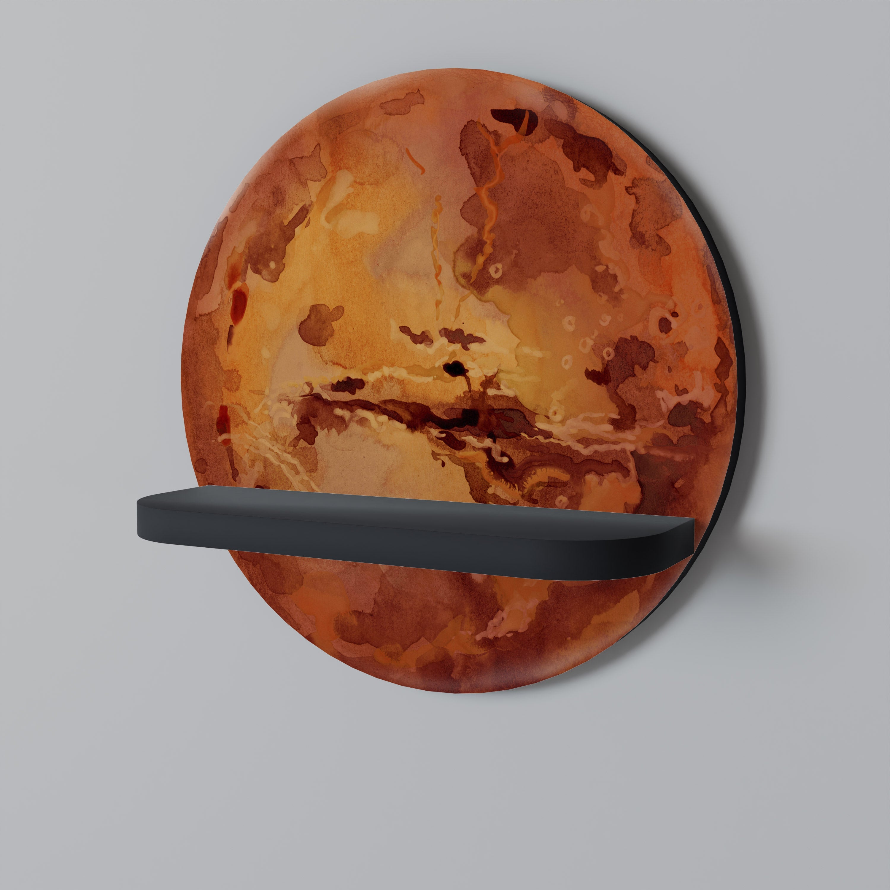 MARS TREAD Prateleira Redonda Decorativa em Acabamento Preto