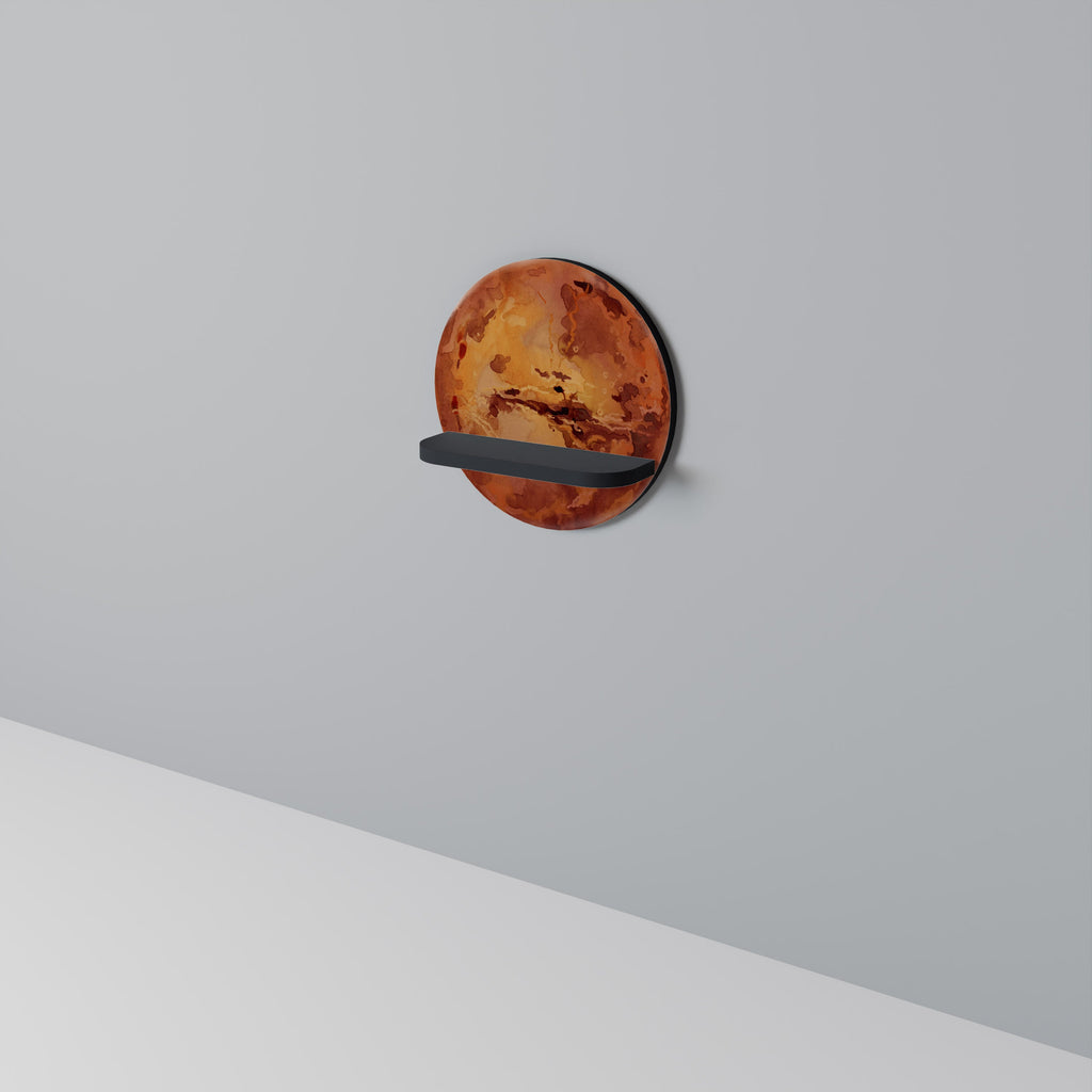 MARS TREAD Prateleira Redonda Decorativa em Acabamento Preto