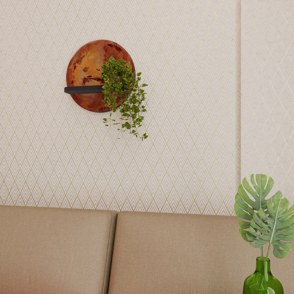 MARS TREAD Prateleira Redonda Decorativa em Acabamento Preto