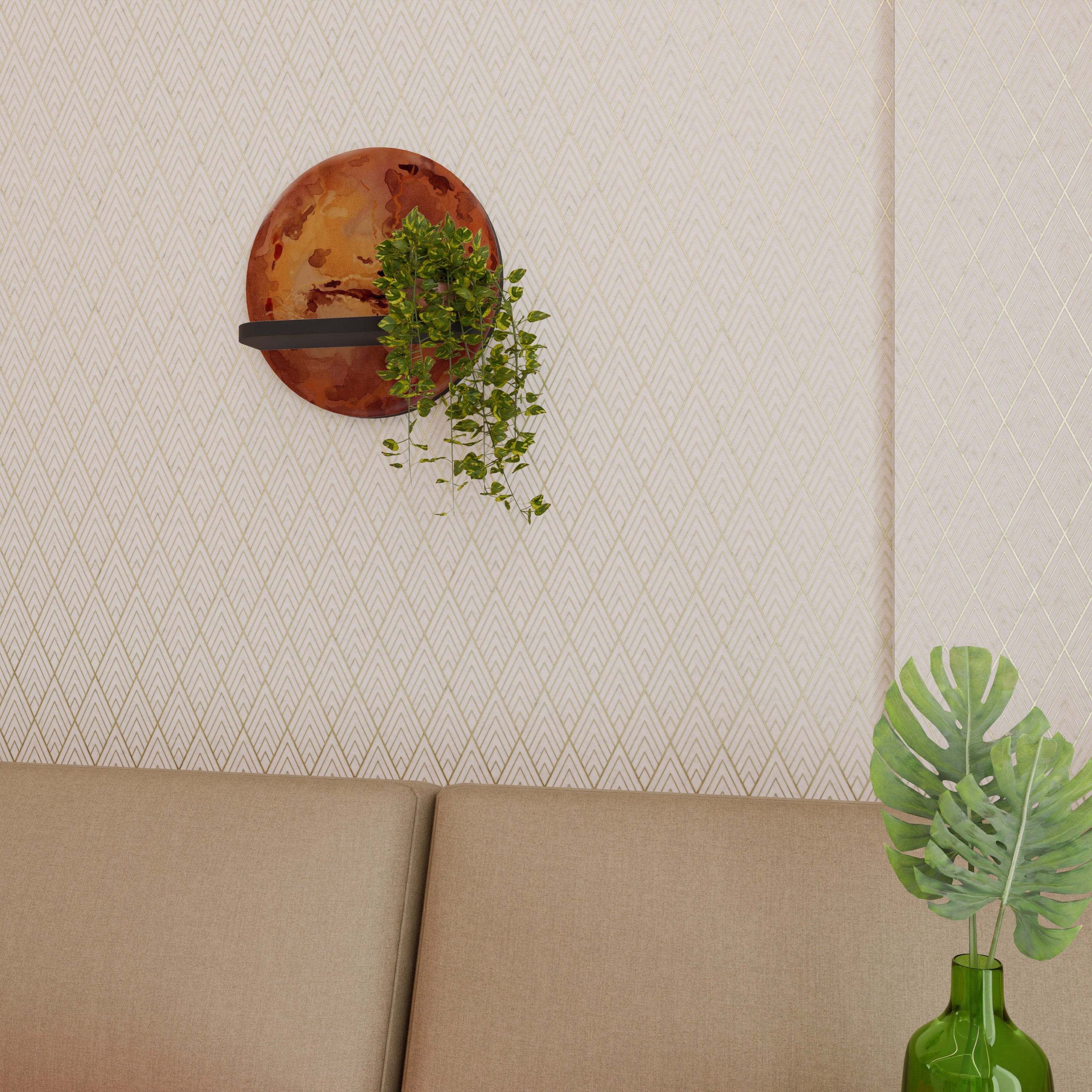 MARS TREAD Prateleira Redonda Decorativa em Acabamento Preto