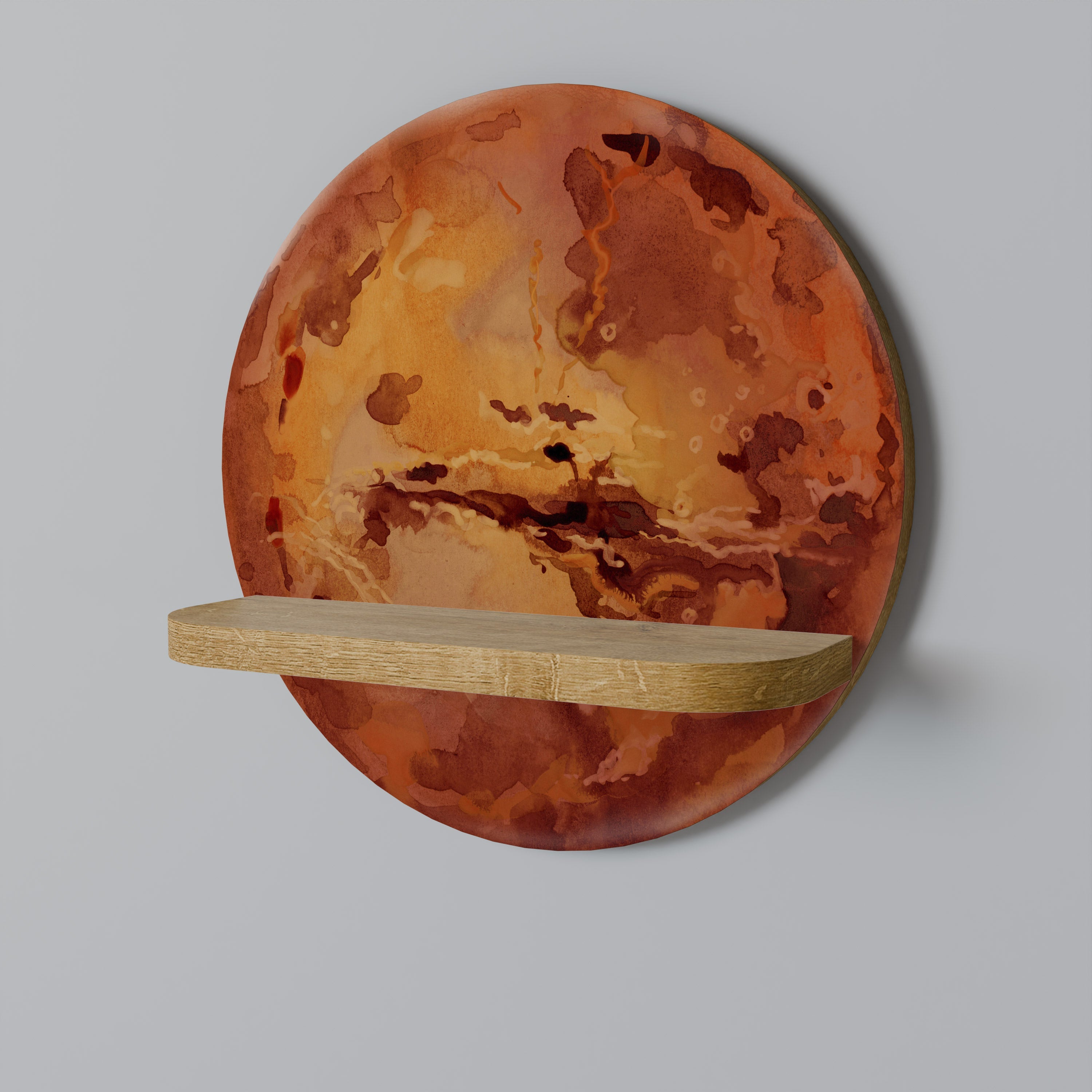 MARS TREAD Prateleira Redonda Decorativa em Efeito Carvalho