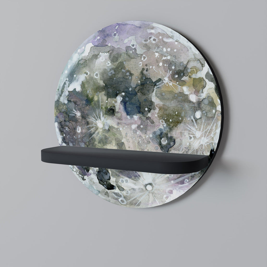 MOON WANDER Prateleira Redonda Decorativa em Acabamento Preto