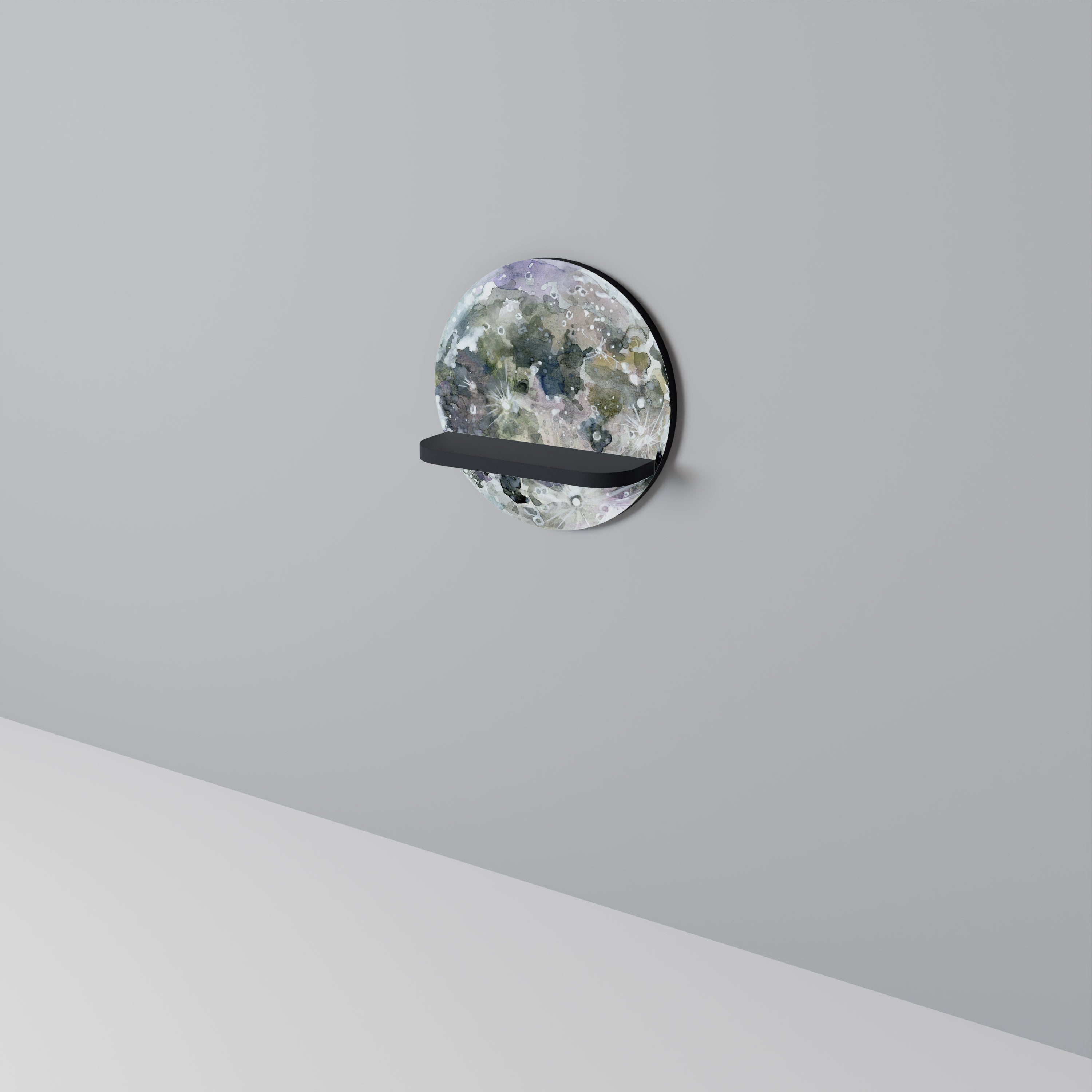 MOON WANDER Prateleira Redonda Decorativa em Acabamento Preto