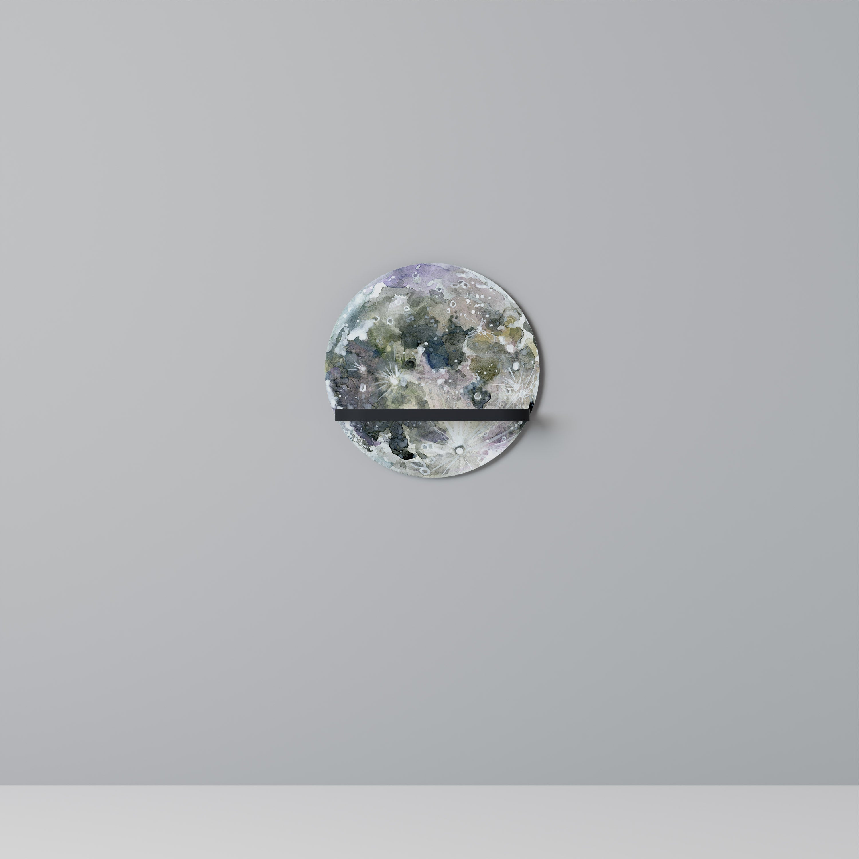 MOON WANDER Prateleira Redonda Decorativa em Acabamento Preto