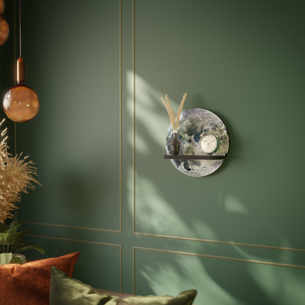 MOON WANDER Prateleira Redonda Decorativa em Acabamento Preto