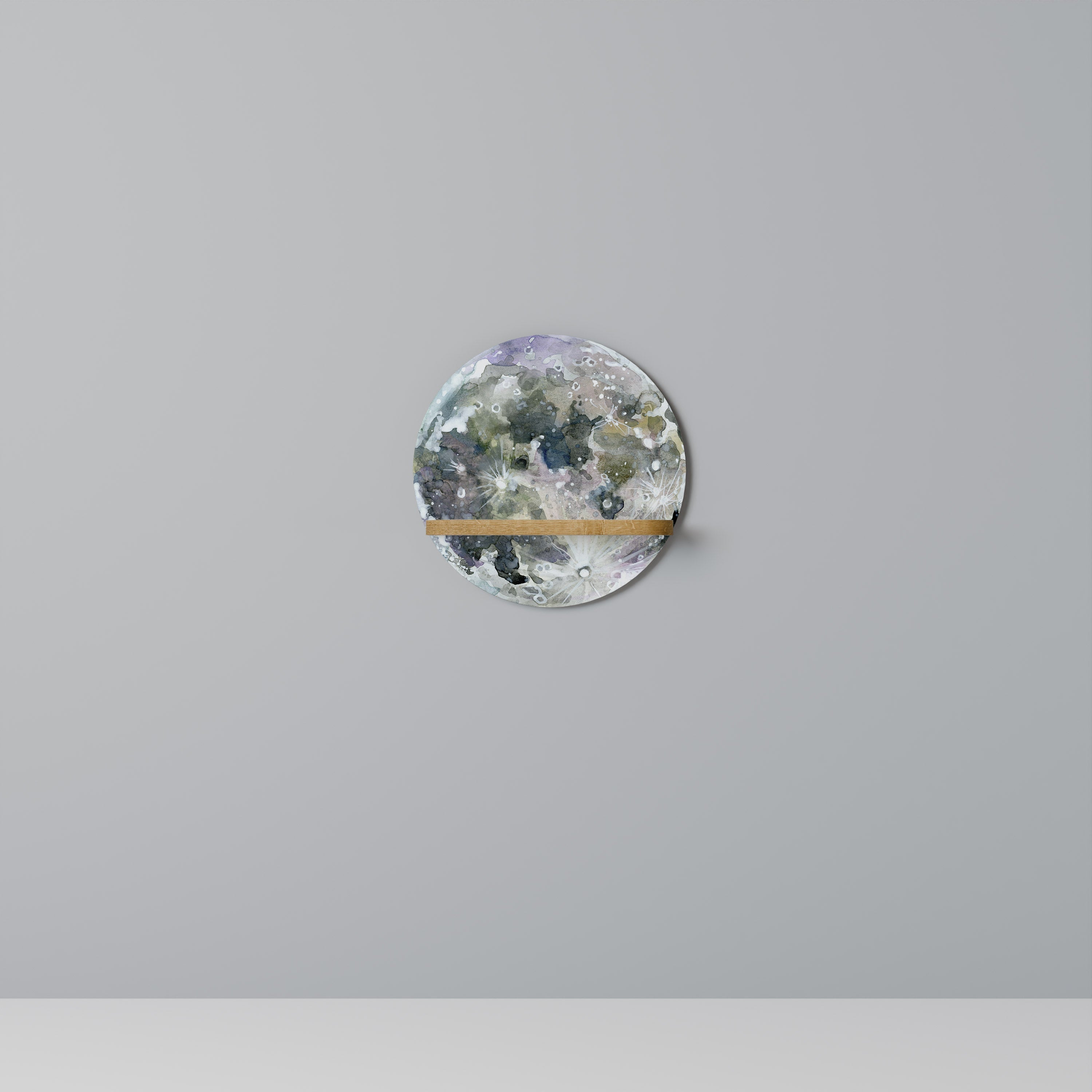 MOON WANDER Prateleira Redonda Decorativa em Efeito Carvalho