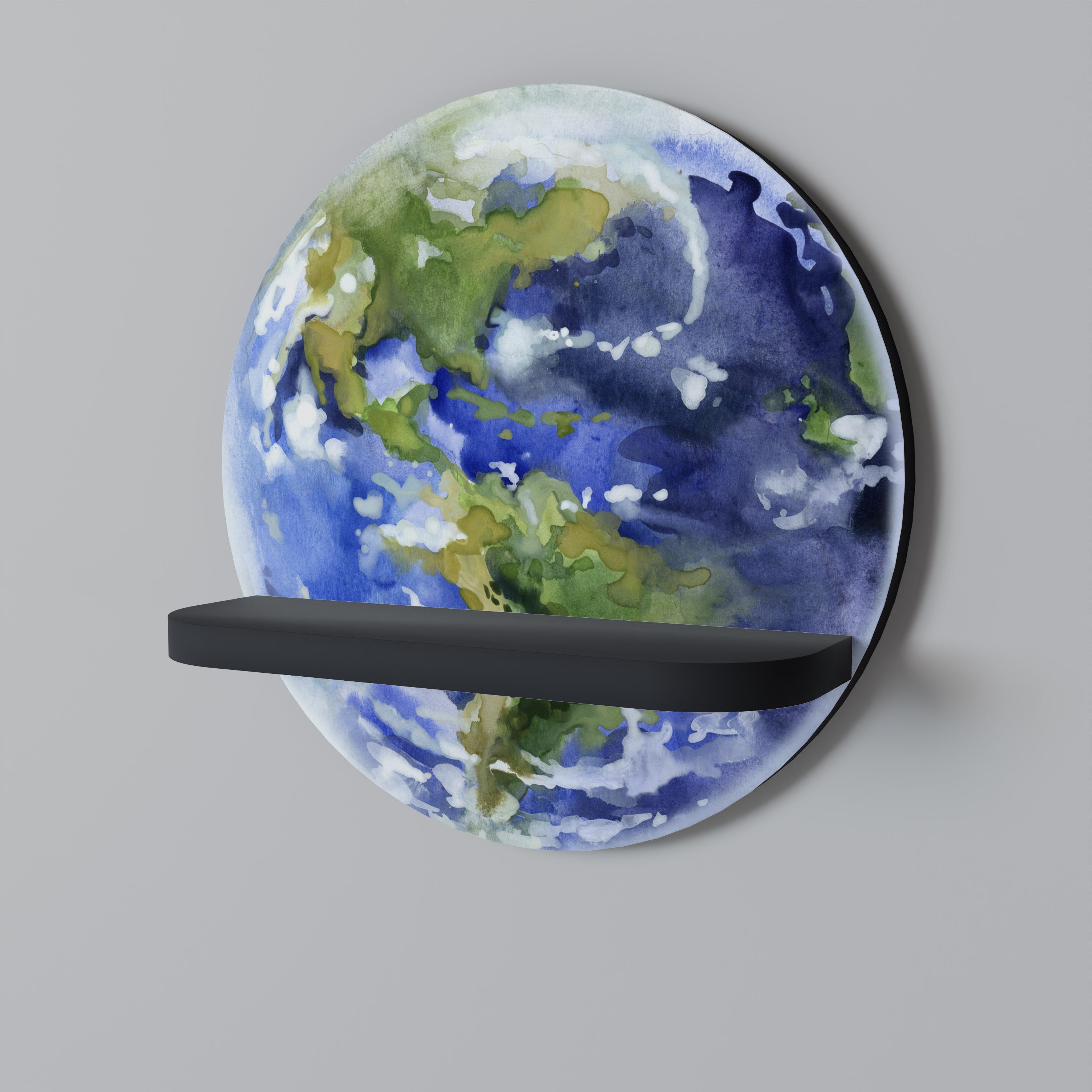 EARTH TROOP Prateleira Redonda Decorativa em Acabamento Preto