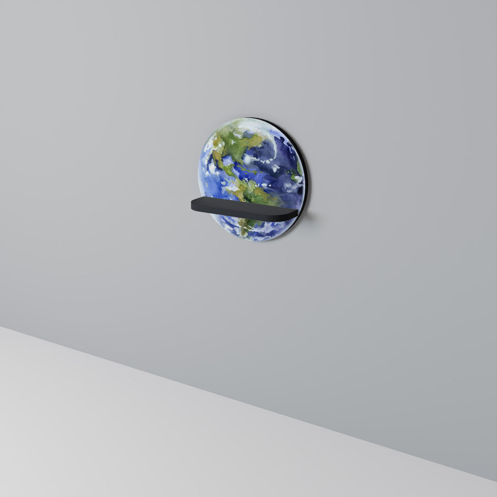 EARTH TROOP Prateleira Redonda Decorativa em Acabamento Preto