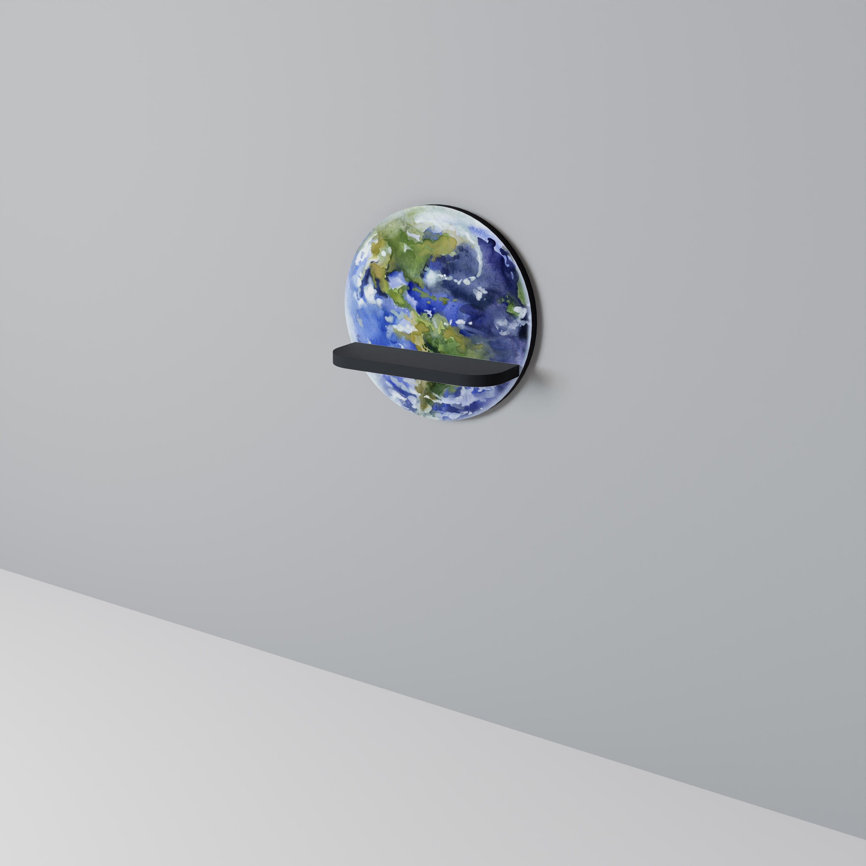 EARTH TROOP Prateleira Redonda Decorativa em Acabamento Preto