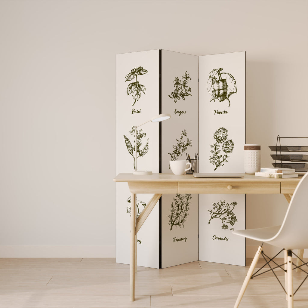 HERBAL FINESSE - ENG Biombo Decorativo de 3 Painéis