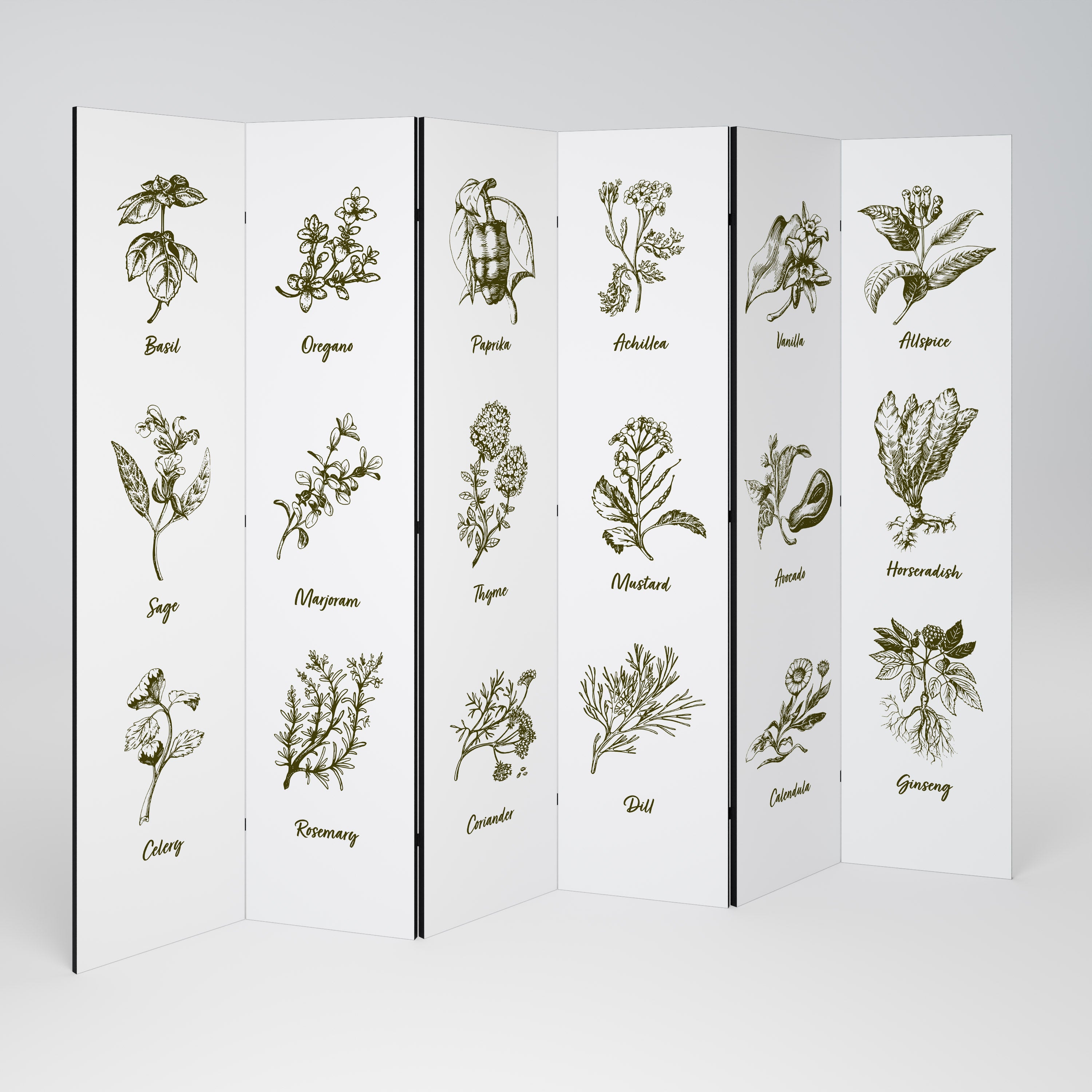 HERBAL FINESSE - ENG Biombo de 6 Painéis