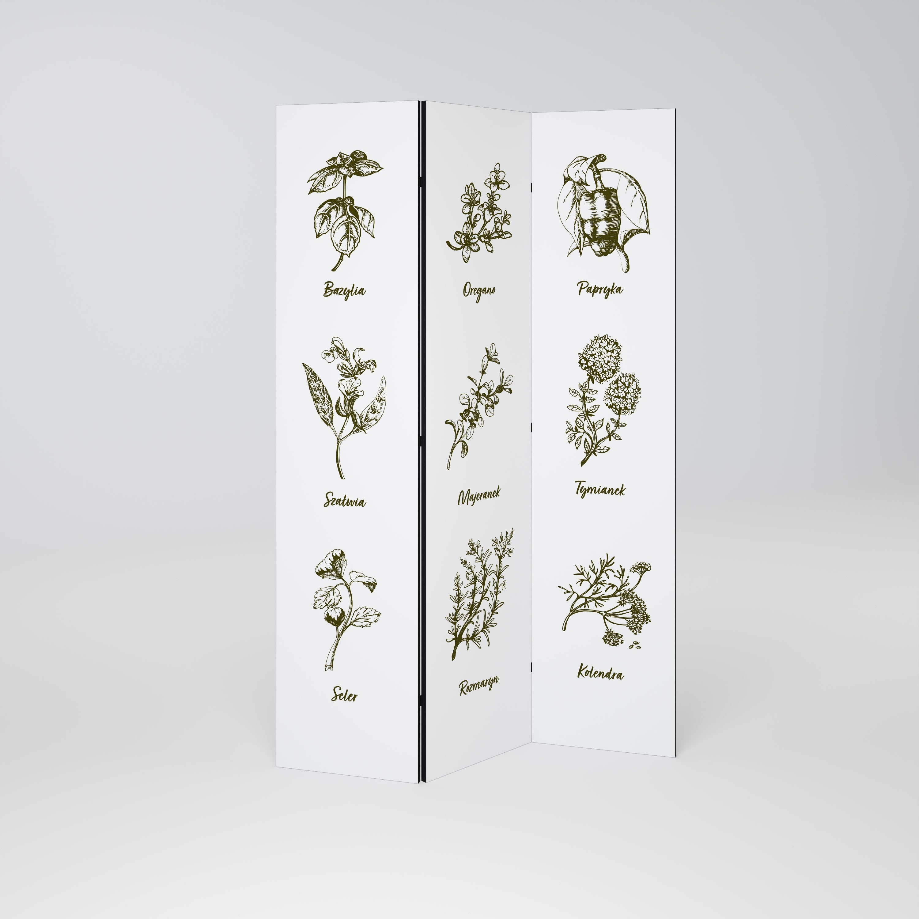 WHISPERS OF WILD HERBS Biombo Decorativo de 3 Painéis