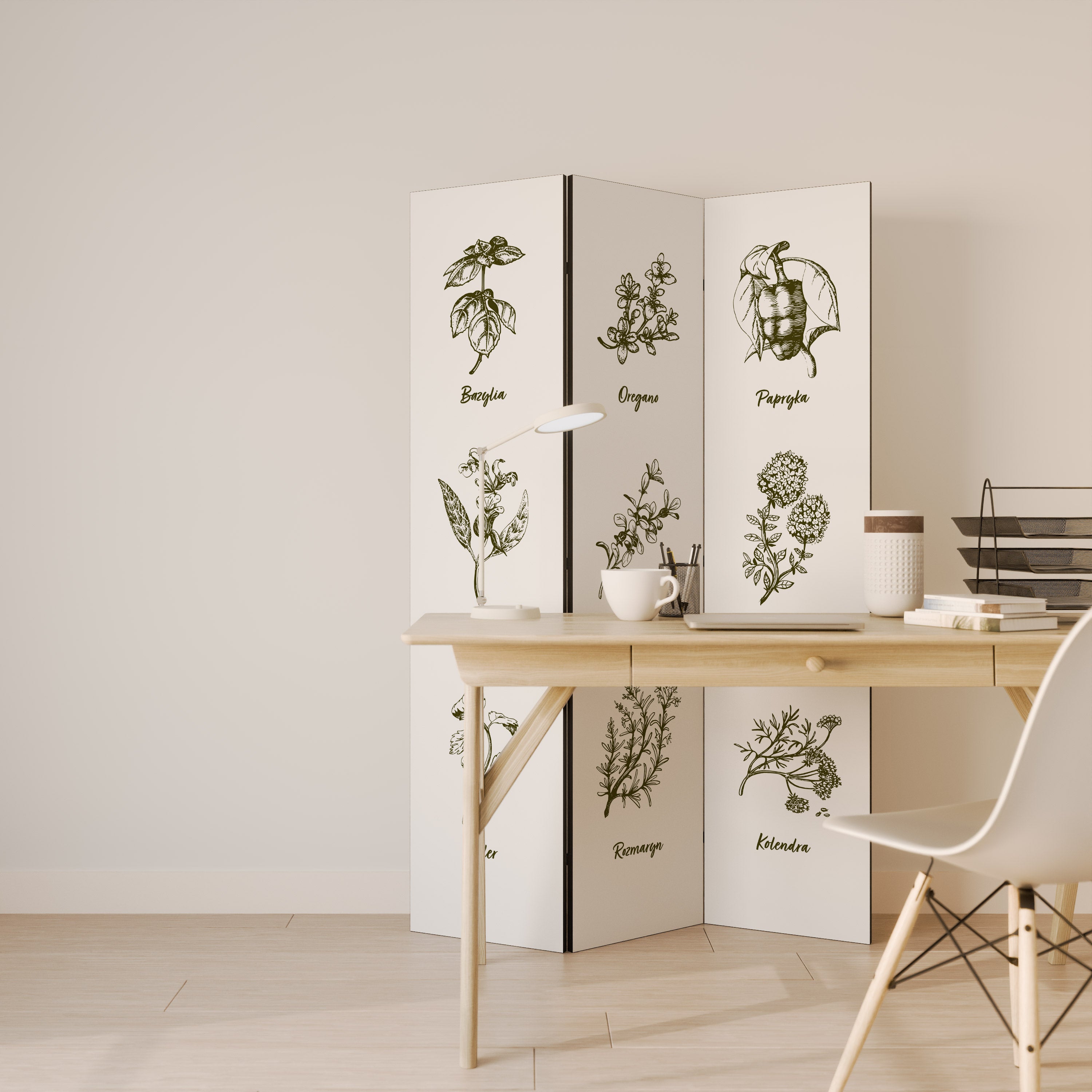 WHISPERS OF WILD HERBS 3-Panel Room Divider