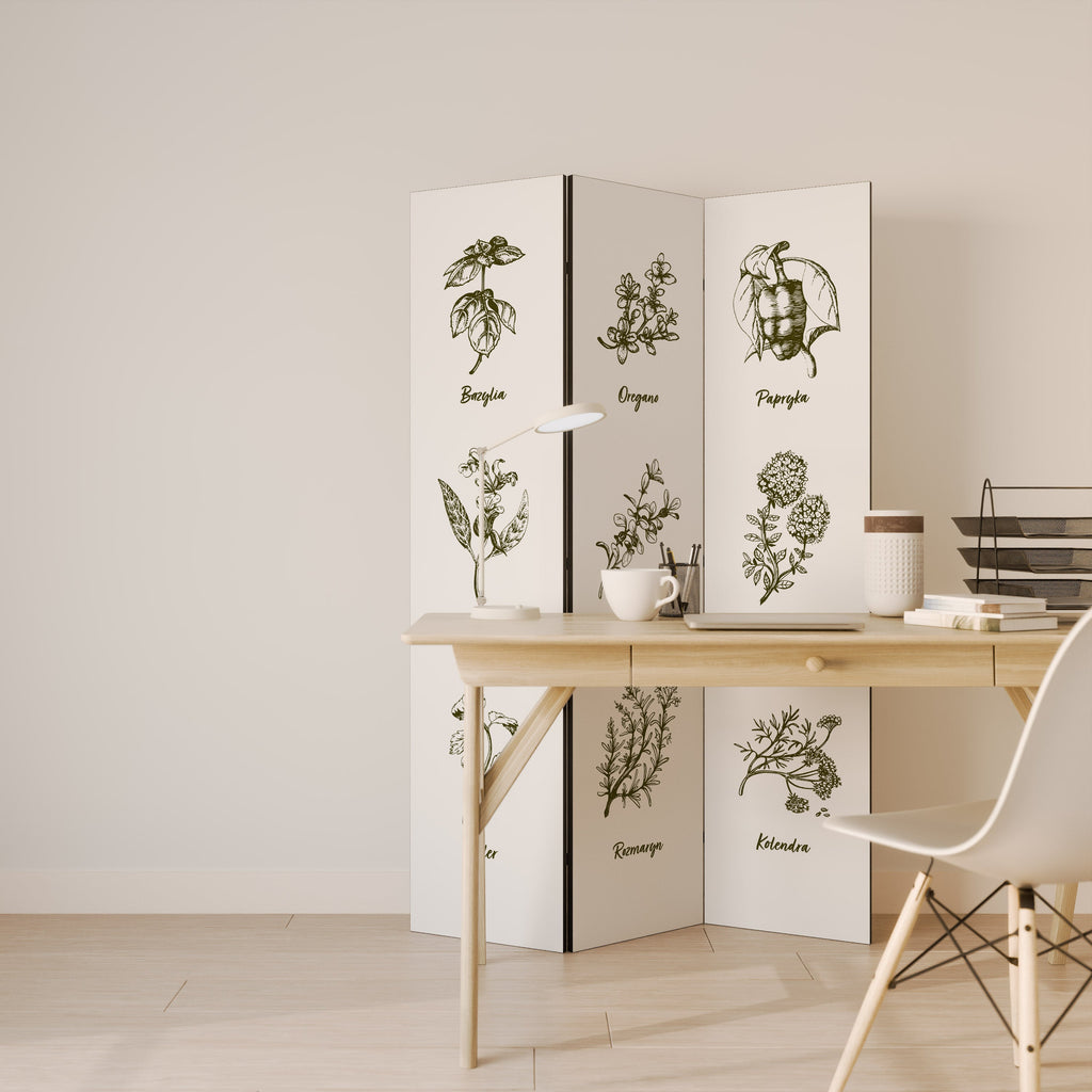 WHISPERS OF WILD HERBS Biombo Decorativo de 3 Painéis