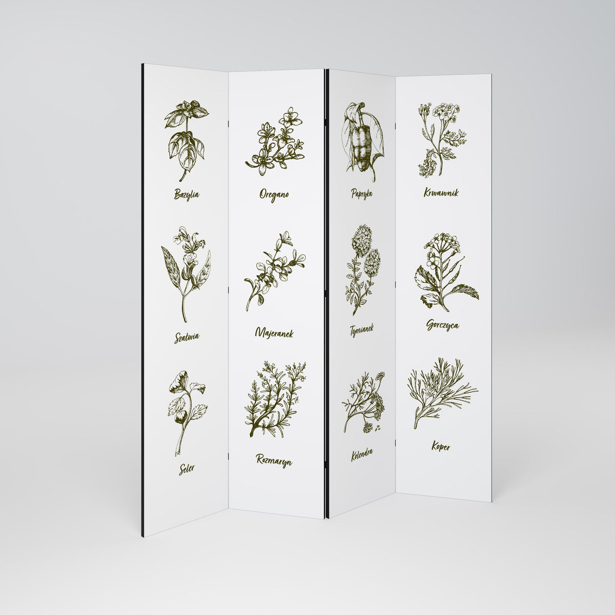 WHISPERS OF WILD HERBS Biombo de 4 Painéis