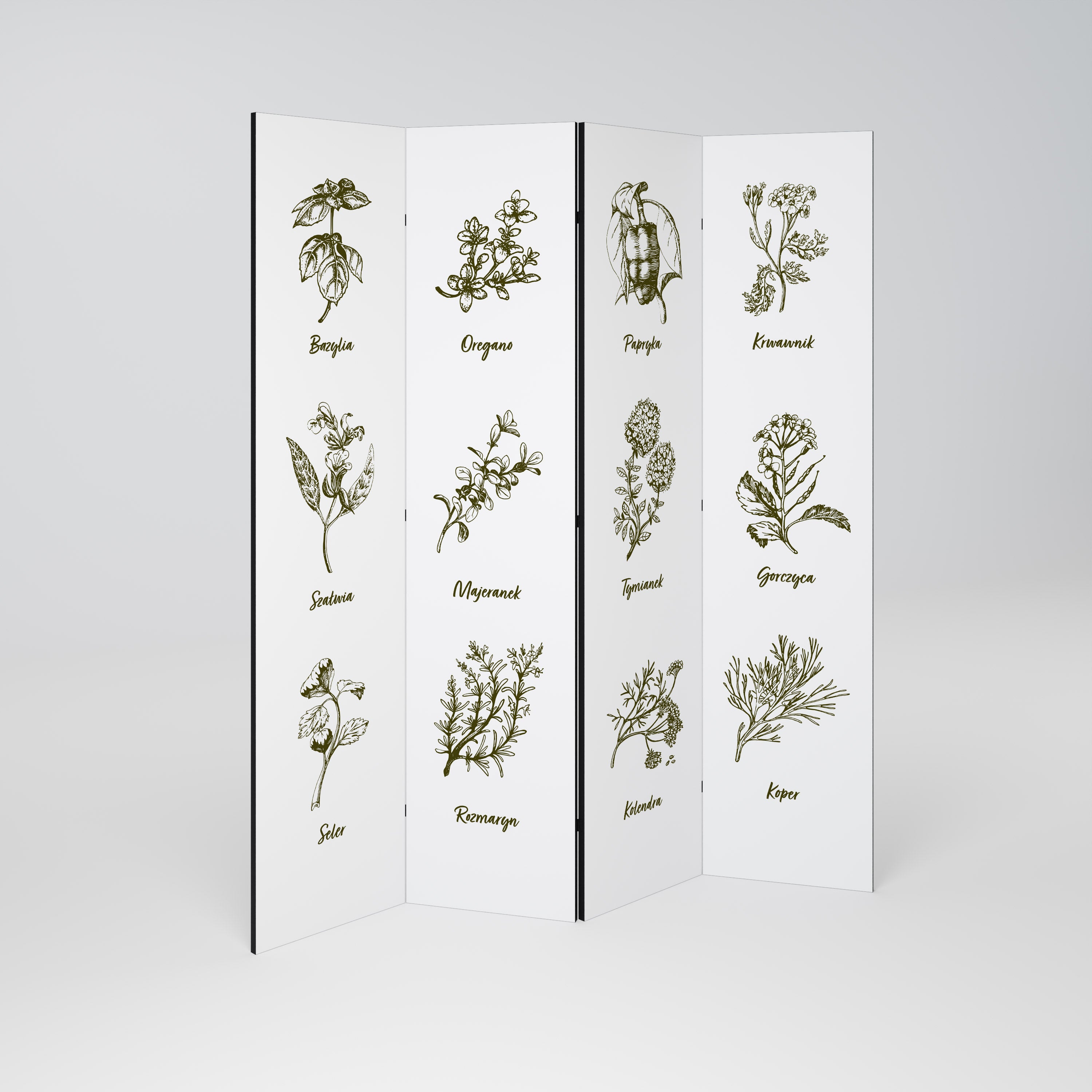WHISPERS OF WILD HERBS 4-Panel Room Divider