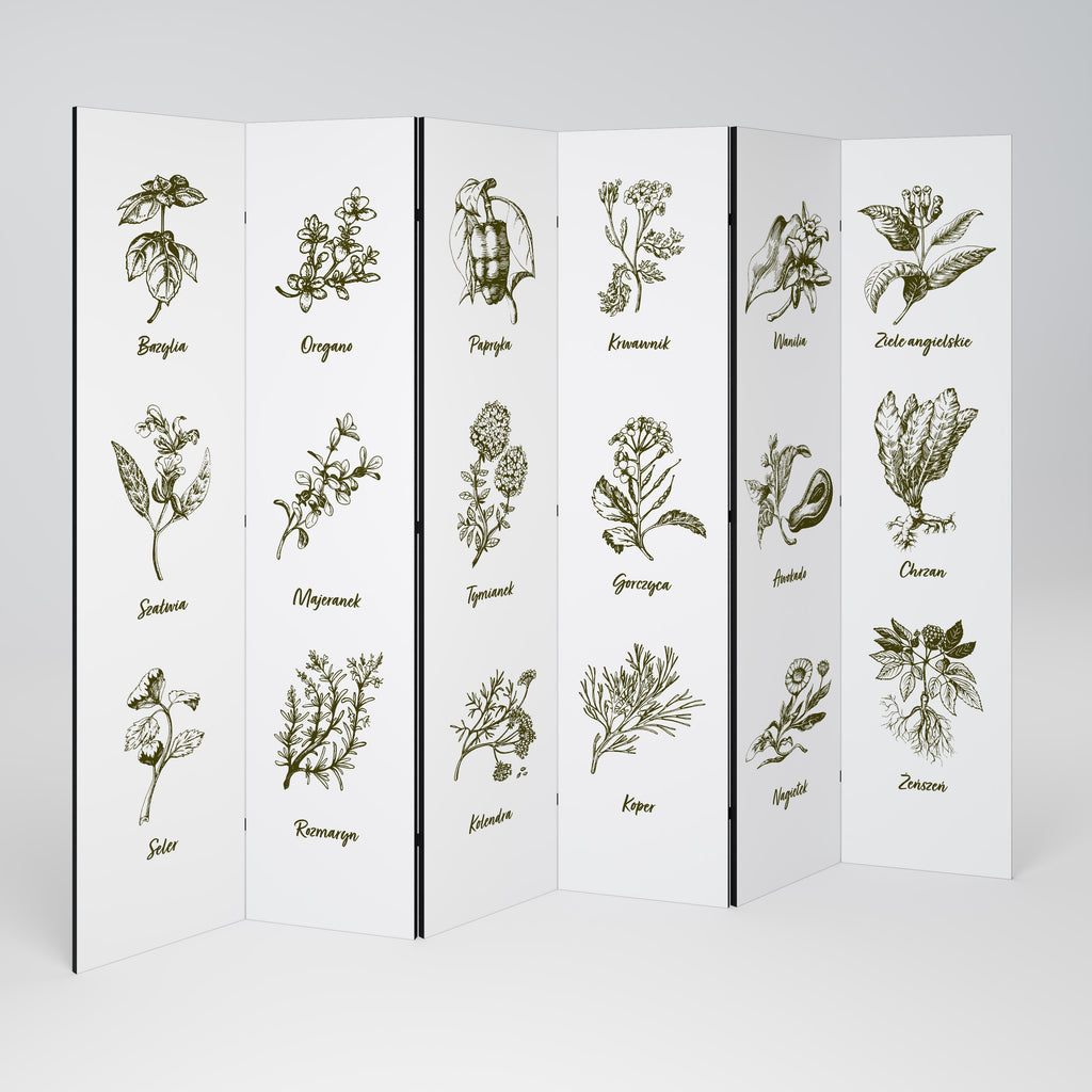 WHISPERS OF WILD HERBS Biombo de 6 Painéis