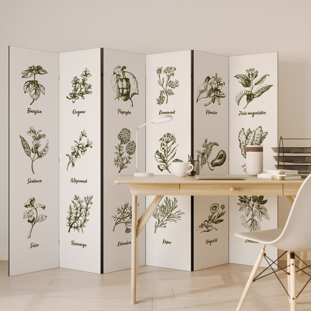 WHISPERS OF WILD HERBS Biombo de 6 Painéis