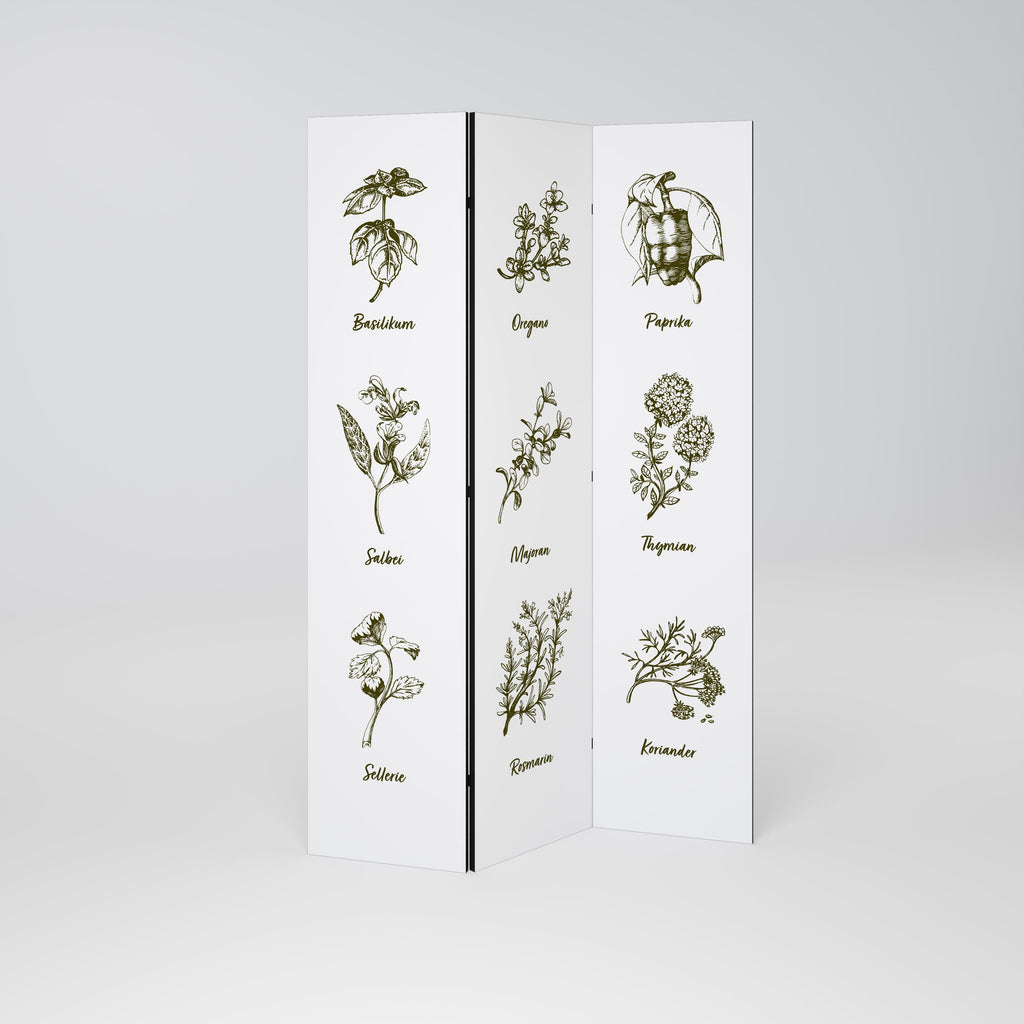HERBAL FINESSE - DE Biombo Decorativo de 3 Painéis