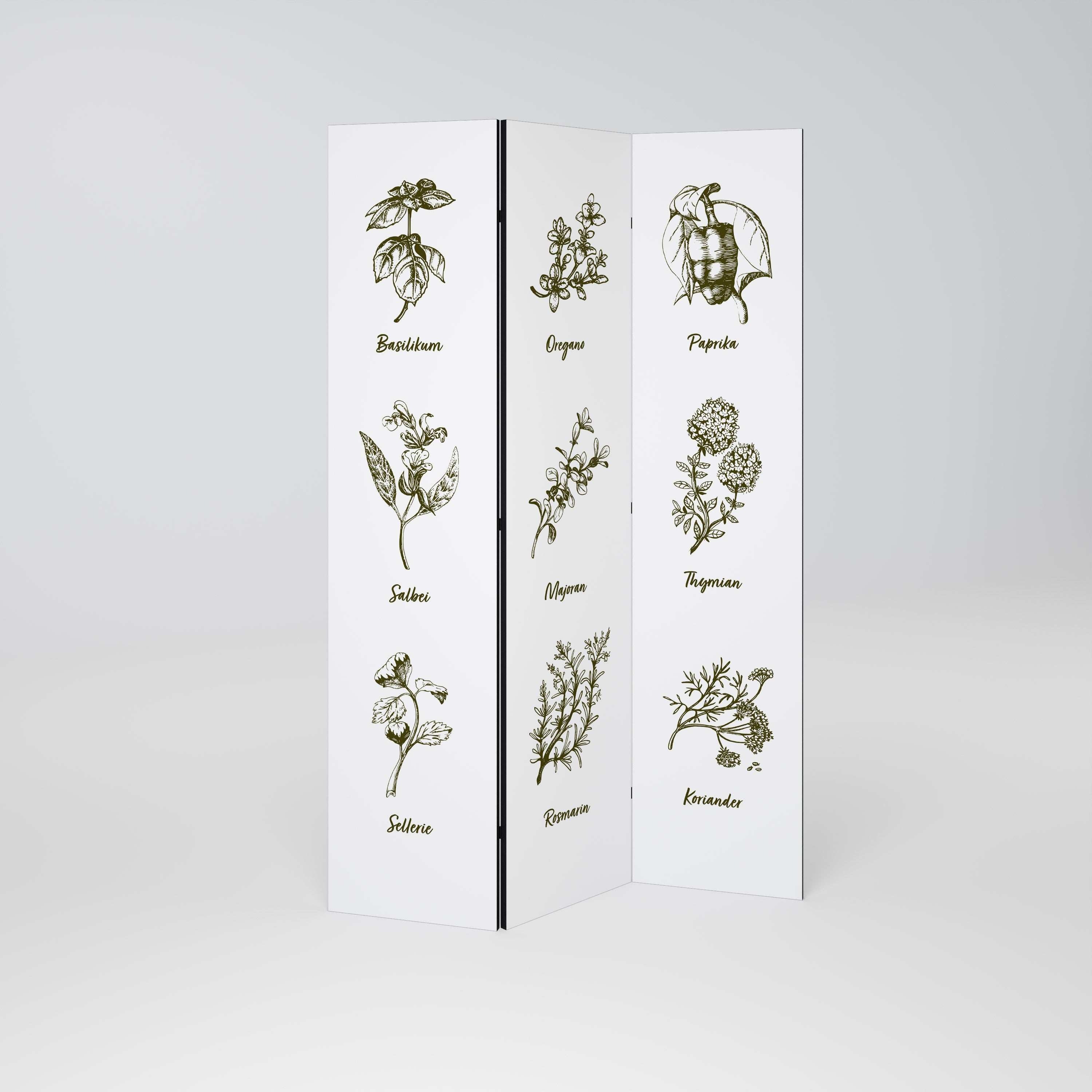 HERBAL FINESSE - DE Biombo Decorativo de 3 Painéis