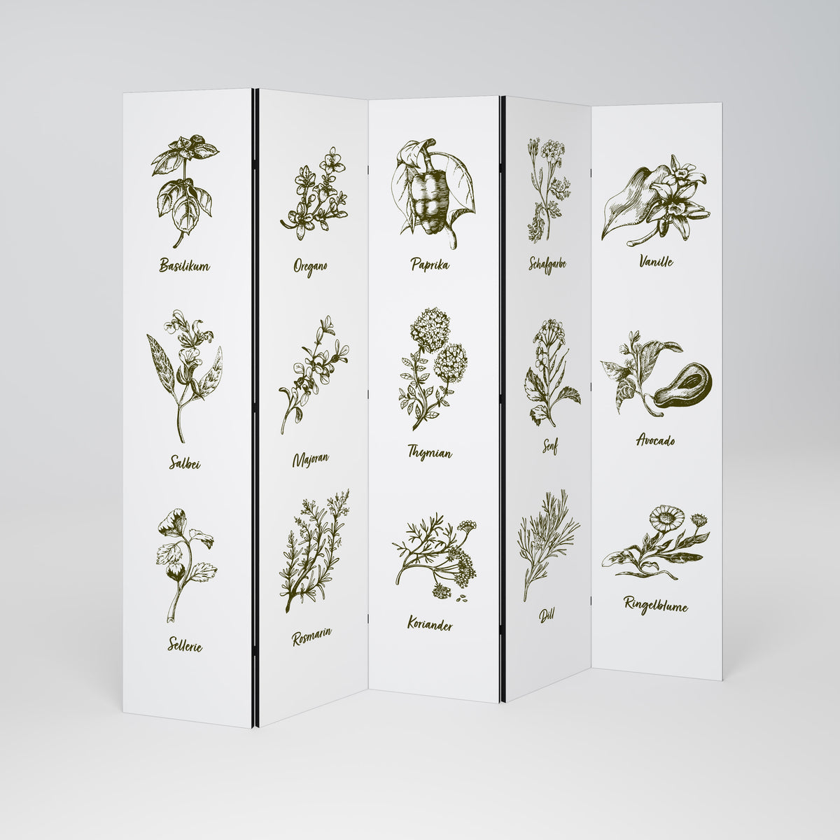 HERBAL FINESSE - DE Biombo de 5 Painéis
