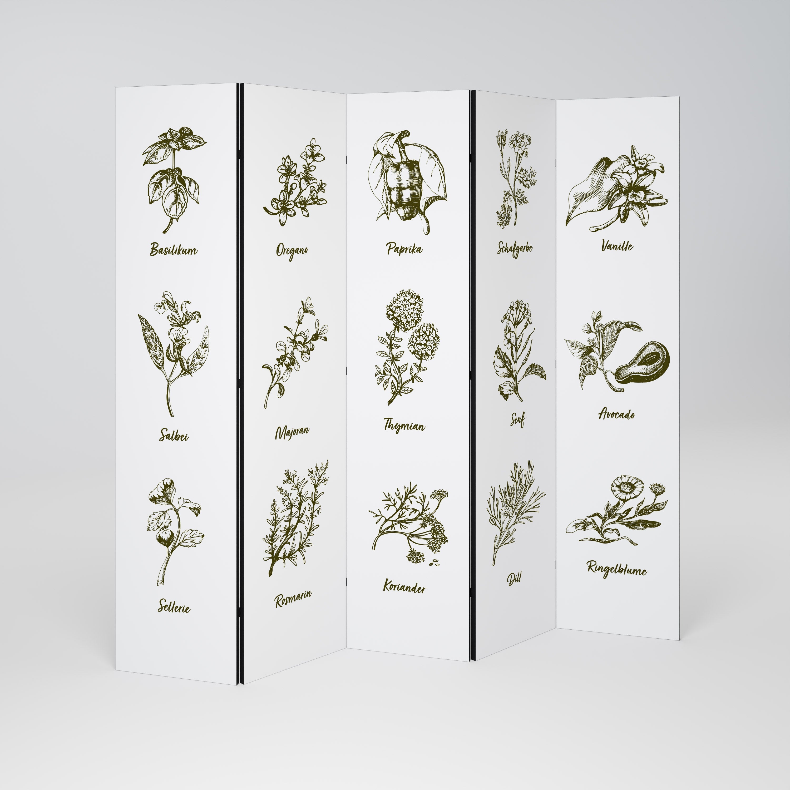 HERBAL FINESSE - DE Biombo Decorativo de 5 Painéis