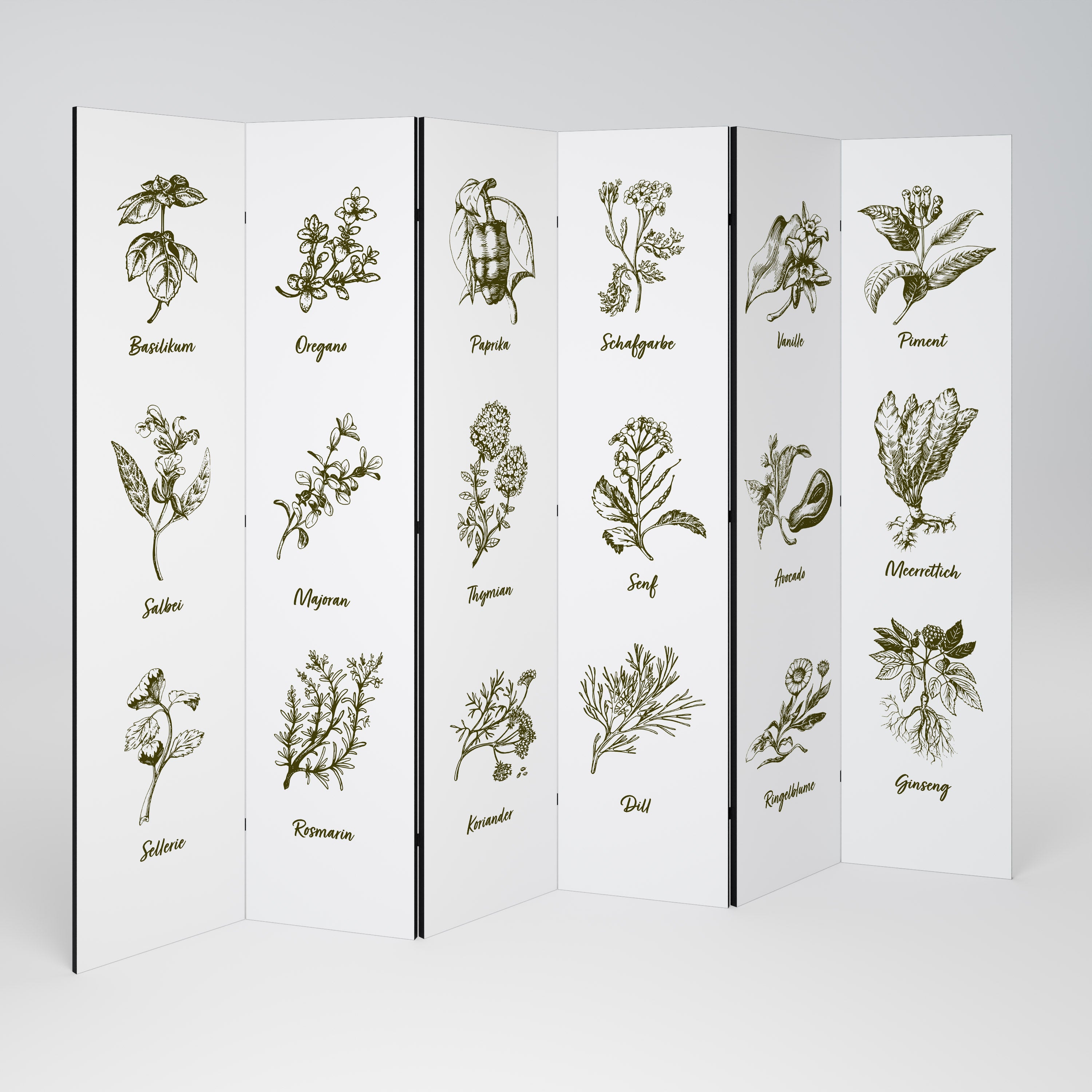 HERBAL FINESSE - DE Biombo de 6 Painéis