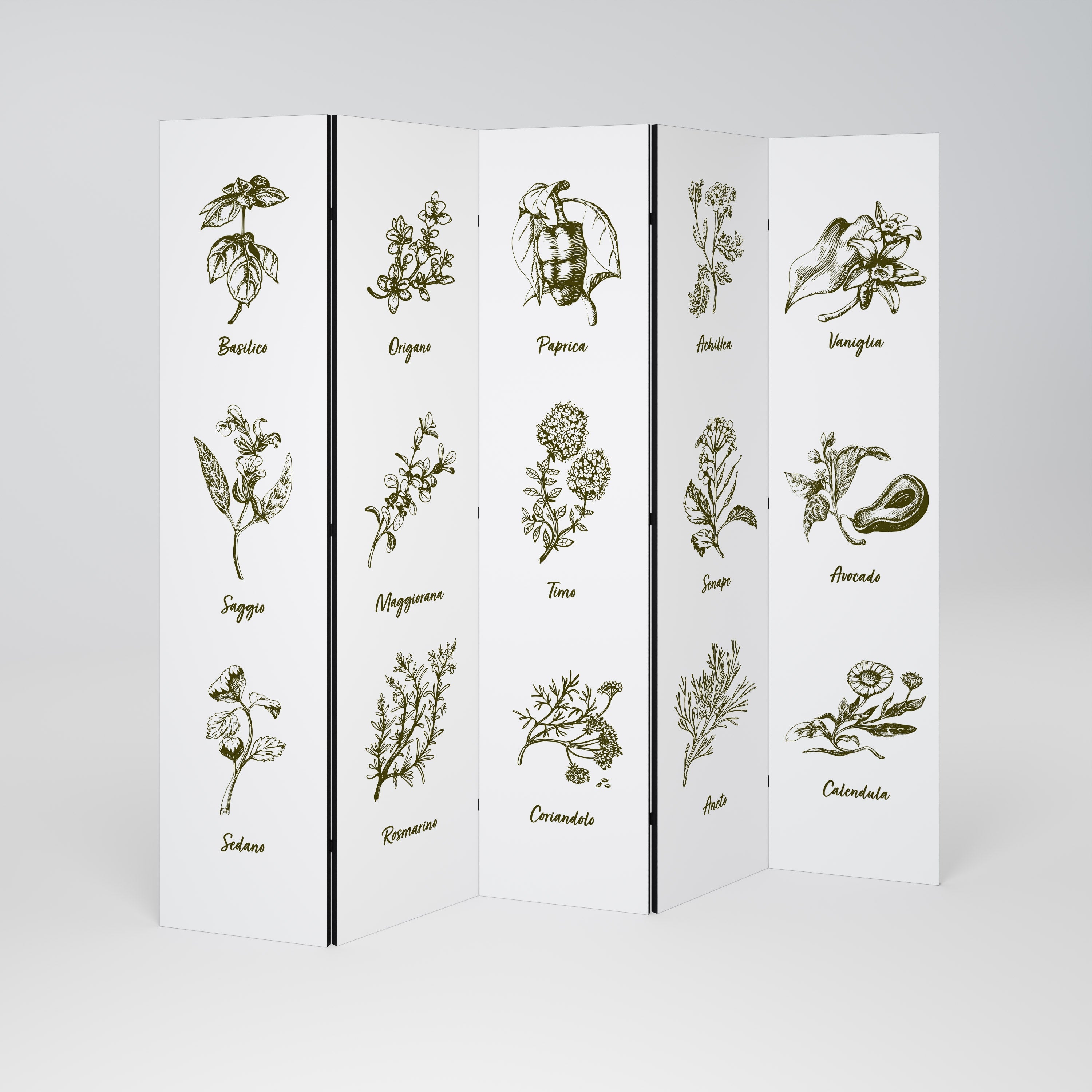 HERBAL FINESSE - IT Biombo Decorativo de 5 Painéis